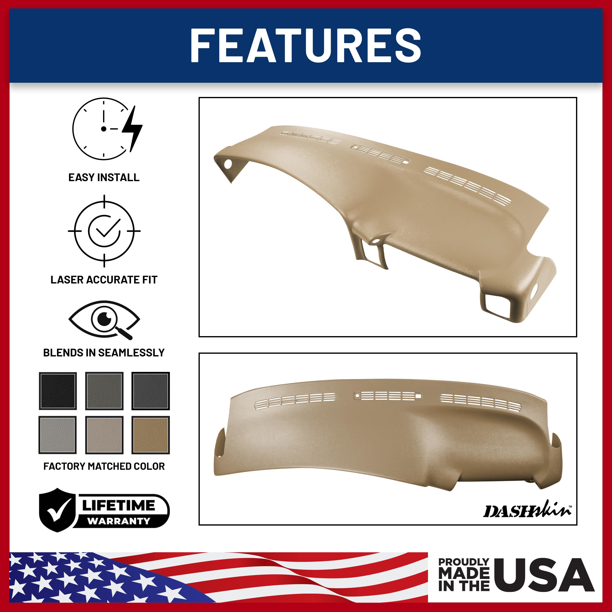 Dashskin Molded Dash Cover Cap Compatible With 2000-2006 Tahoe Suburban Yukon Avalanche & 1999-2006 Silverado Sierra In Oak (Sad