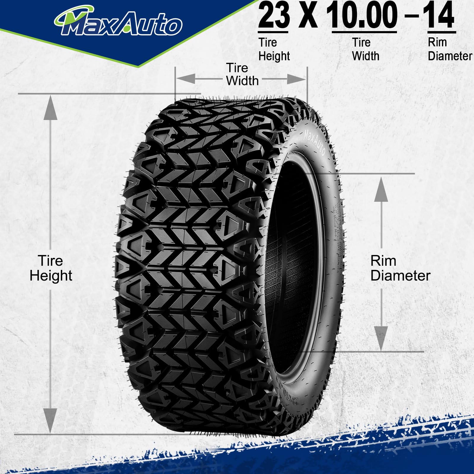 MaxAuto 23X10-14 Golf Cart ATV Tires, 23x10x14 Golf Cart Tires, All Terrain UTV ATV Tire Trail Tire, 23x10 14 Mud Sand Off-Road