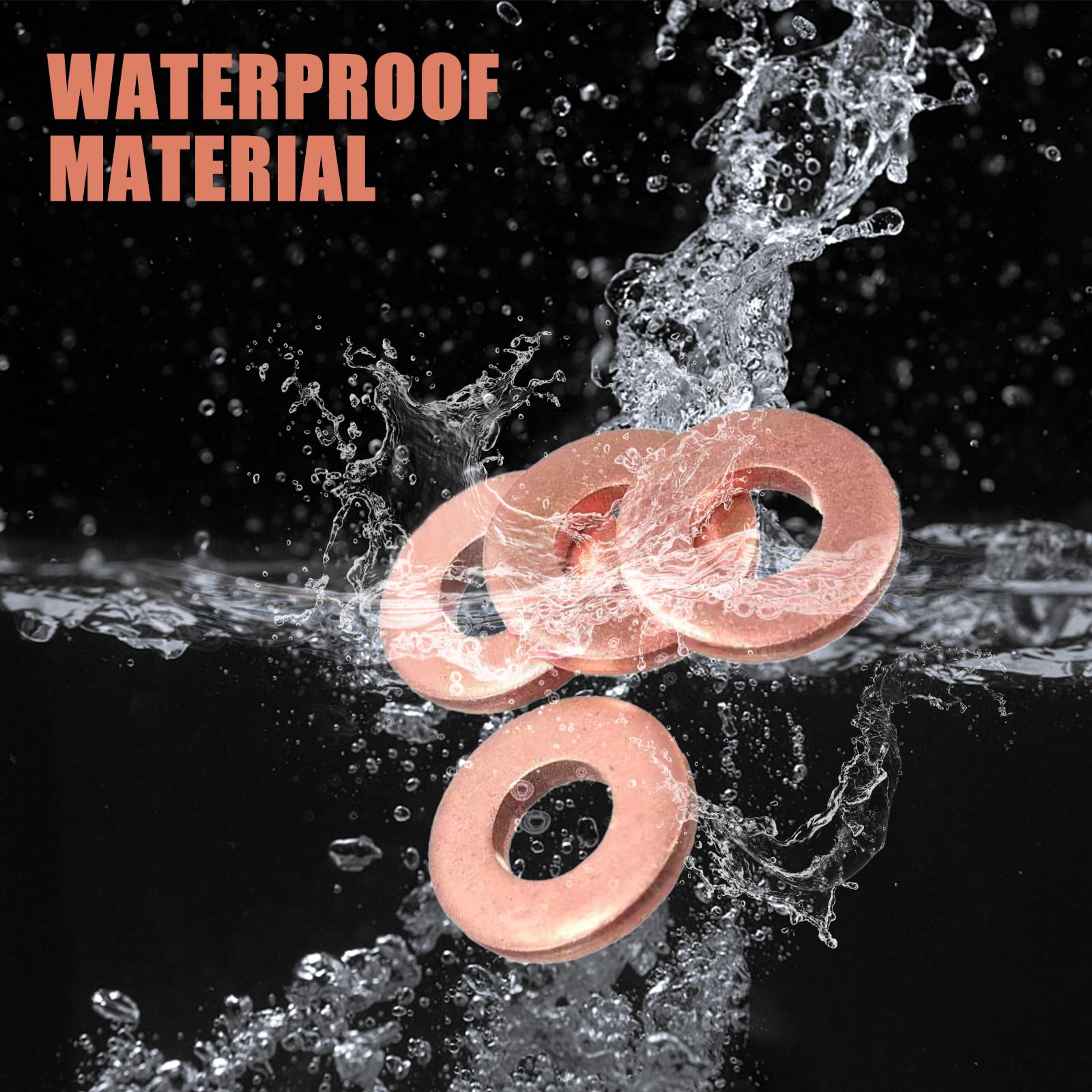 Jeseny 200 Pcs Flat Washers Assortment Set, Copper Metric Sealing Gaskets, Muti-Sized Sump Plugs, Oil Sealing Replacements M5 M6