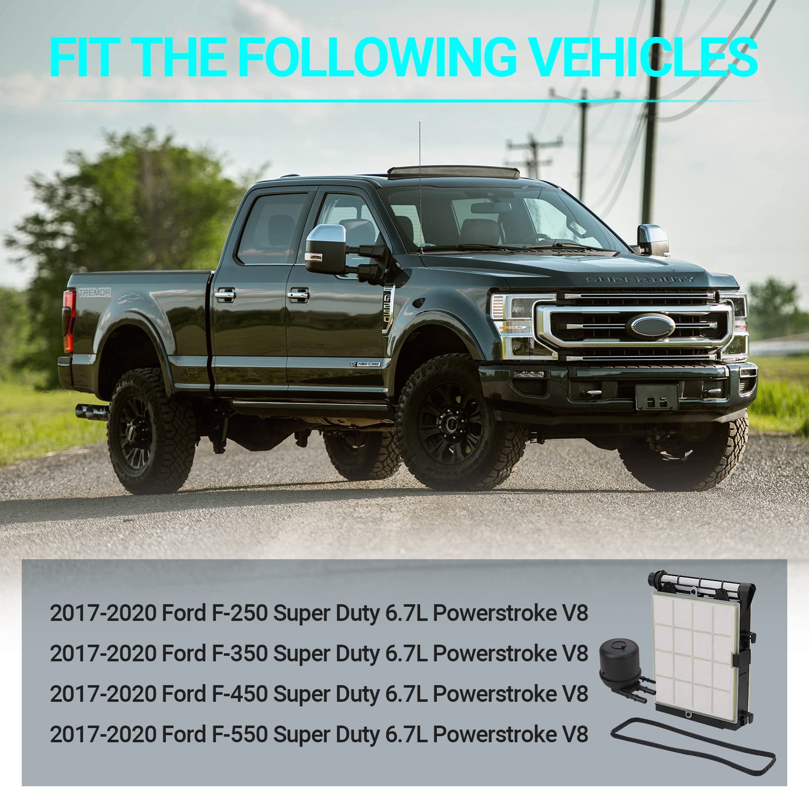 6.7 Powerstroke Fuel Filter Element - Compatible with 2017 2018 2019 2020 2021 2022 6.7L Ford F-250 Super Dury, F-350 Super Duty