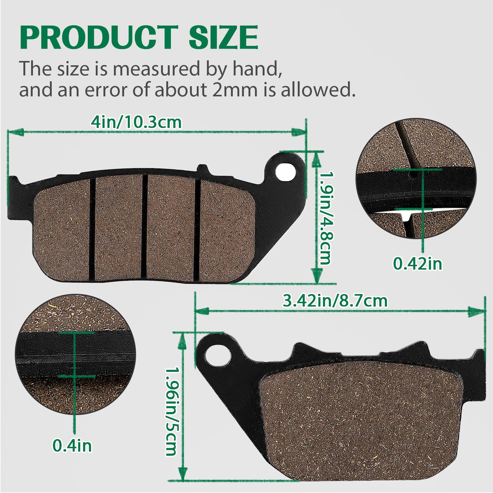 Cyleto Front and Rear Brake Pads for HARLEY DAVIDSON Sportster 1200 XL1200C Custom 2004-2013 /Sportster 883 SuperLow Custom/ XL1