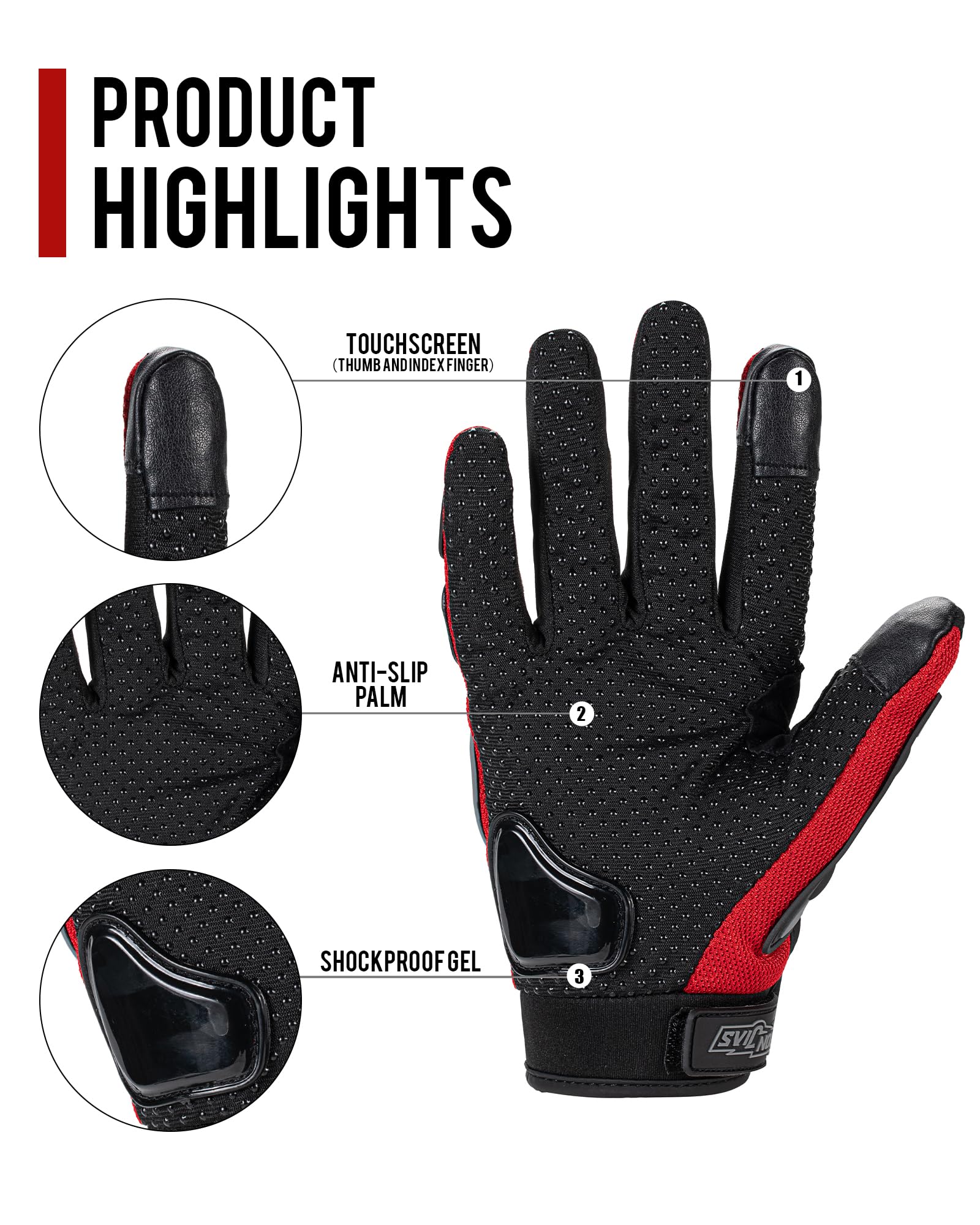 Iron Jia'S Motorcycle Gloves Motorbike Red Short Sports Leather Summer For Touch-Screen