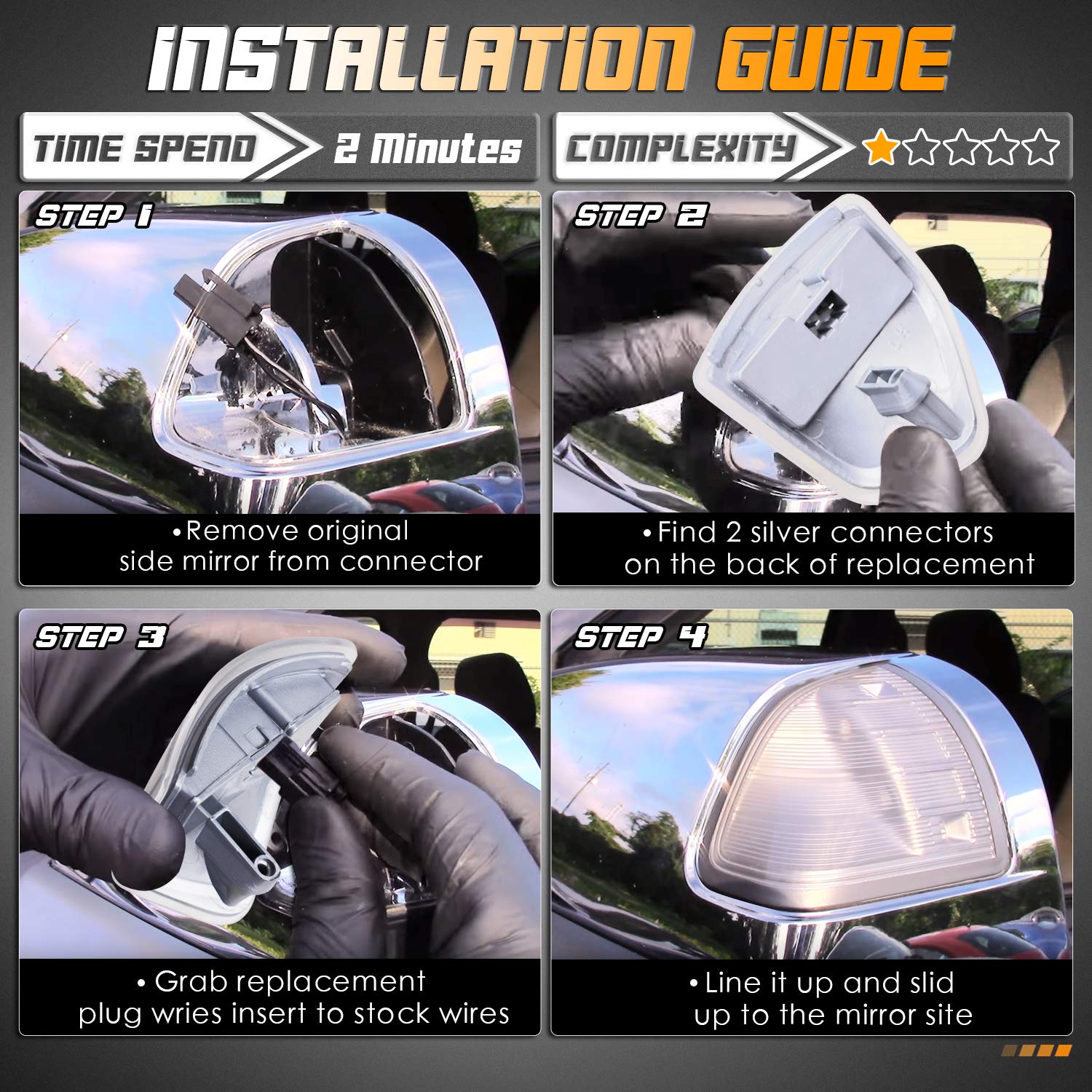 Hercoo Led Side Mirror Turn Signal Light Left And Right Lamps Clear Cover Lens For 68302828Aa 68302829Aa Compatible With 2010-2018 Dodge Ram 1500 2500 3500 4500 5500, Pack Of 2