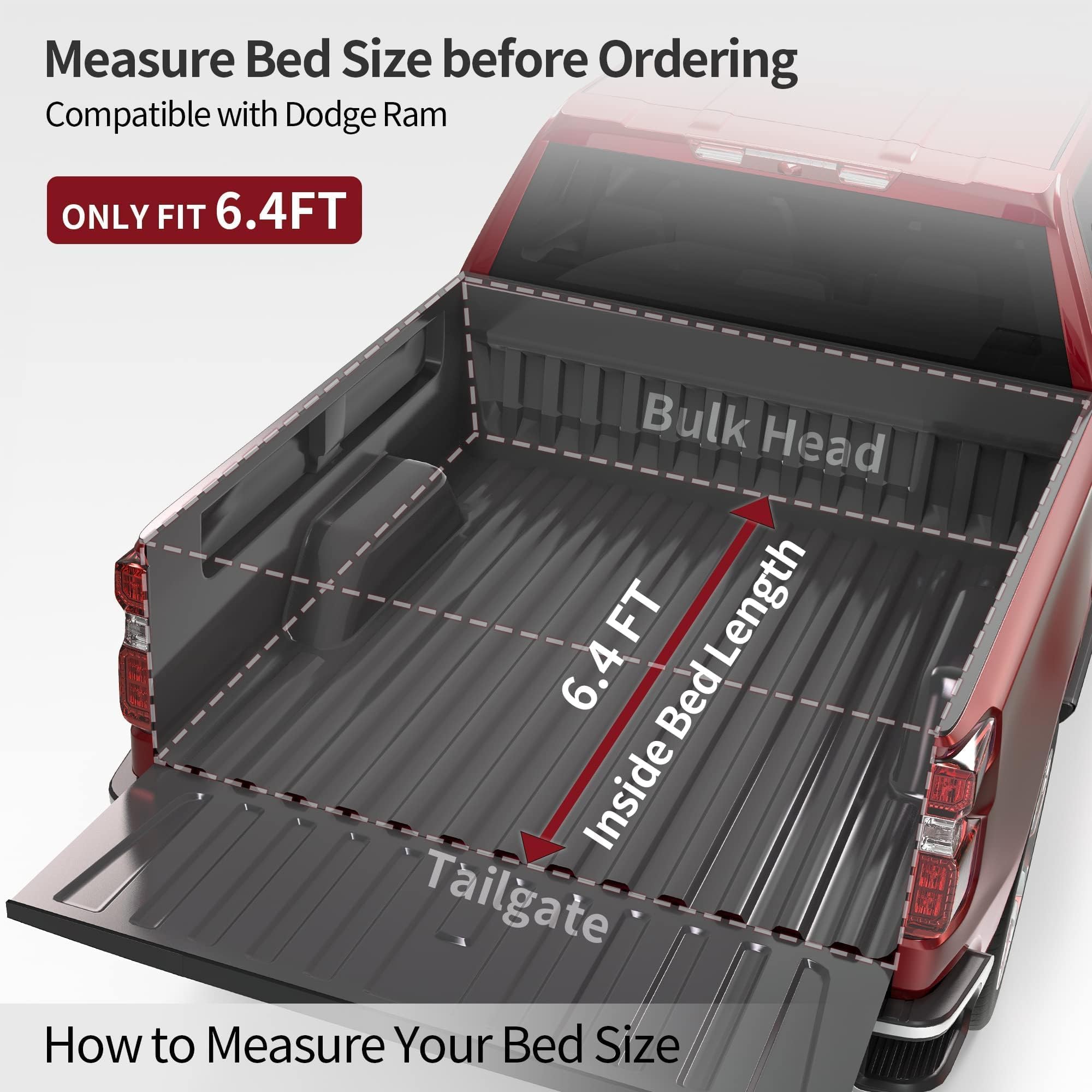 Oedro Soft Roll Up Truck Bed Tonneau Cover Compatible With 2019 2020 2021 2022 2023 2024 Dodge Ram 1500 New Body Style 6.4 Ft Be