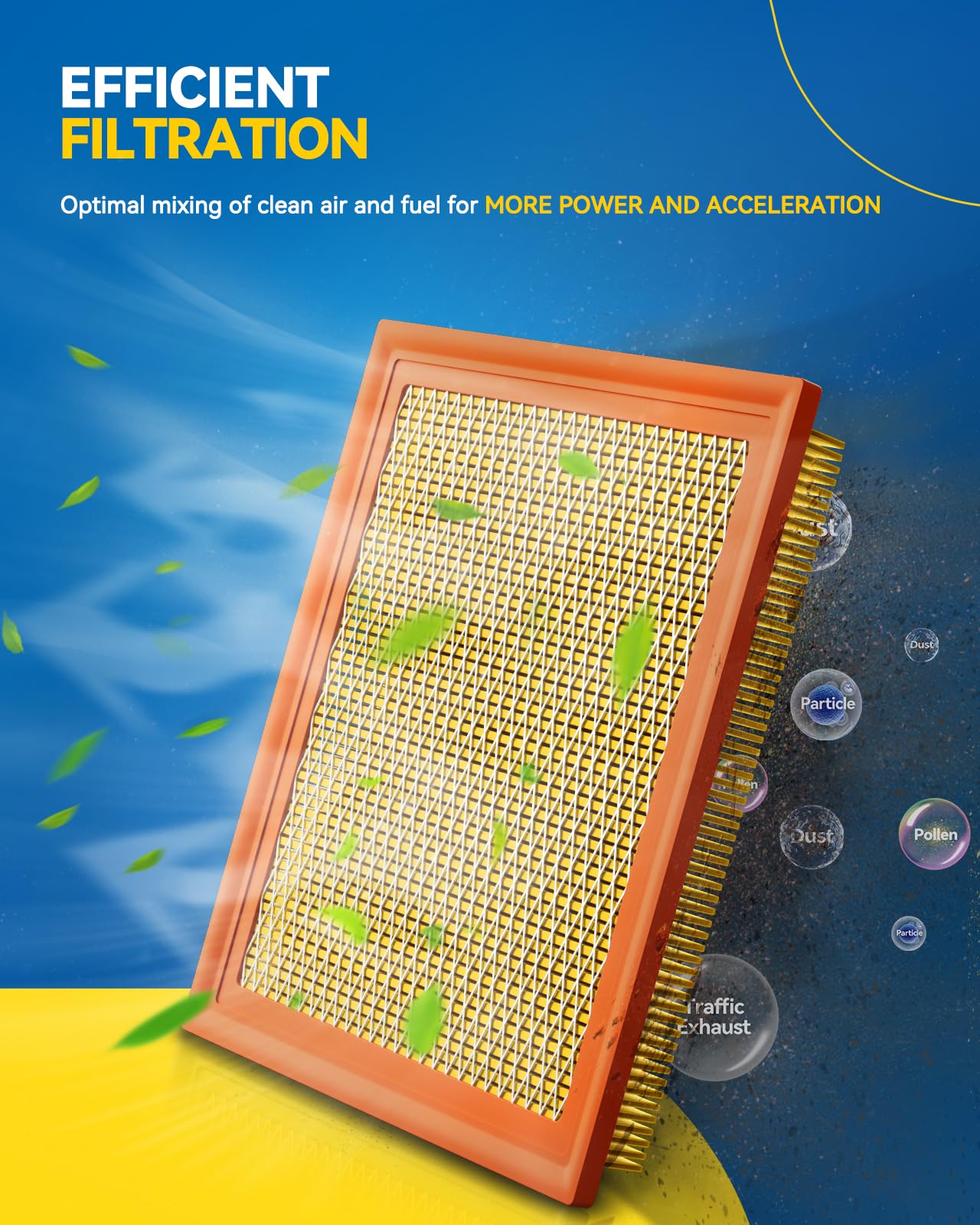 PHILTOP Engine air filter CA11049 Replacement for Chevrolet Volt 2011-2015 & Cadillac ELR 2014-2016, Flexible Panel