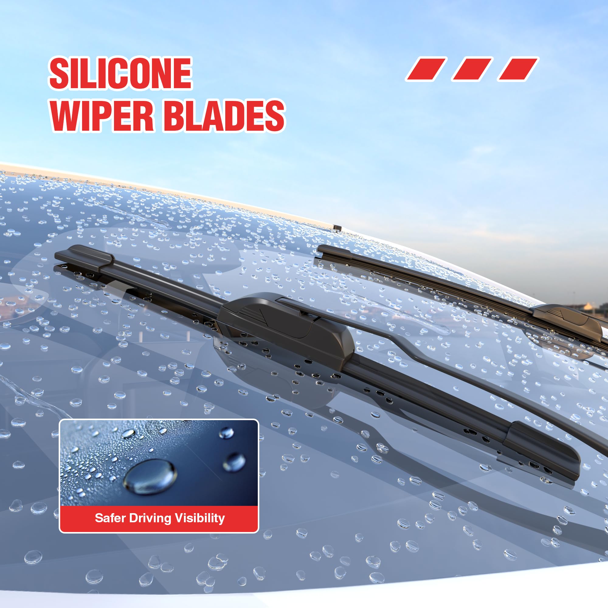 Berg Regen 26''+24'' Silicone Windshield Wiper Blades Set Replacement For Mercedes-Benz Sprinter 3500 2500 1500 2023 2022 2021 2