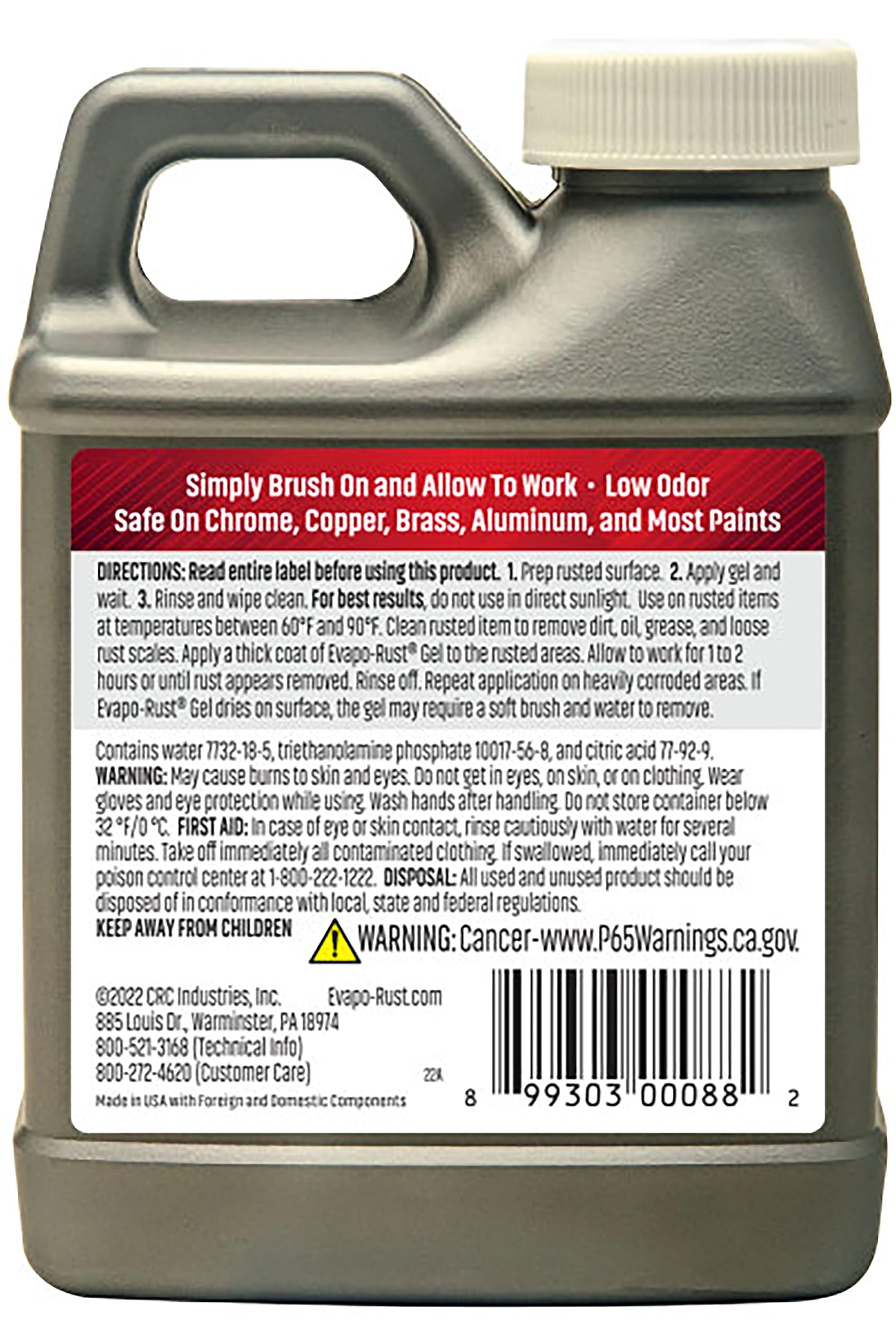 Evapo-Rust Gel Rust Remover, 8 Fl Oz - Effective for Aluminum, Cast Iron & Steel, Ideal for Vertical Surfaces, Gray