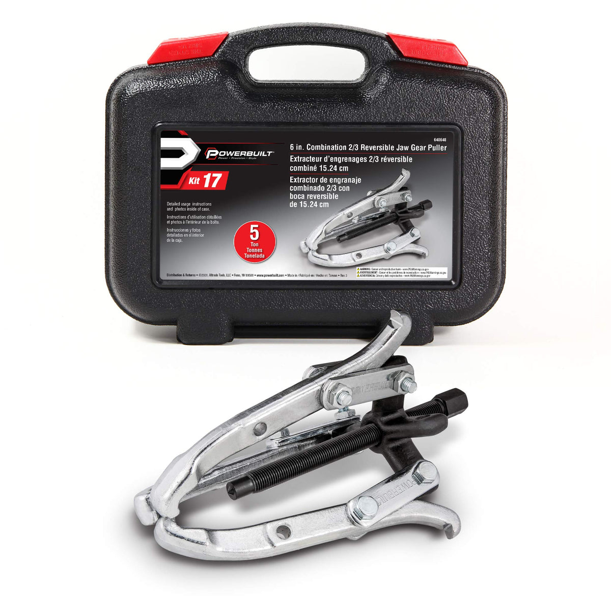 Alltrade 648648 Kit 17 Combination Reversible Jaw Gear Puller Tool Set Silver, 6 In.