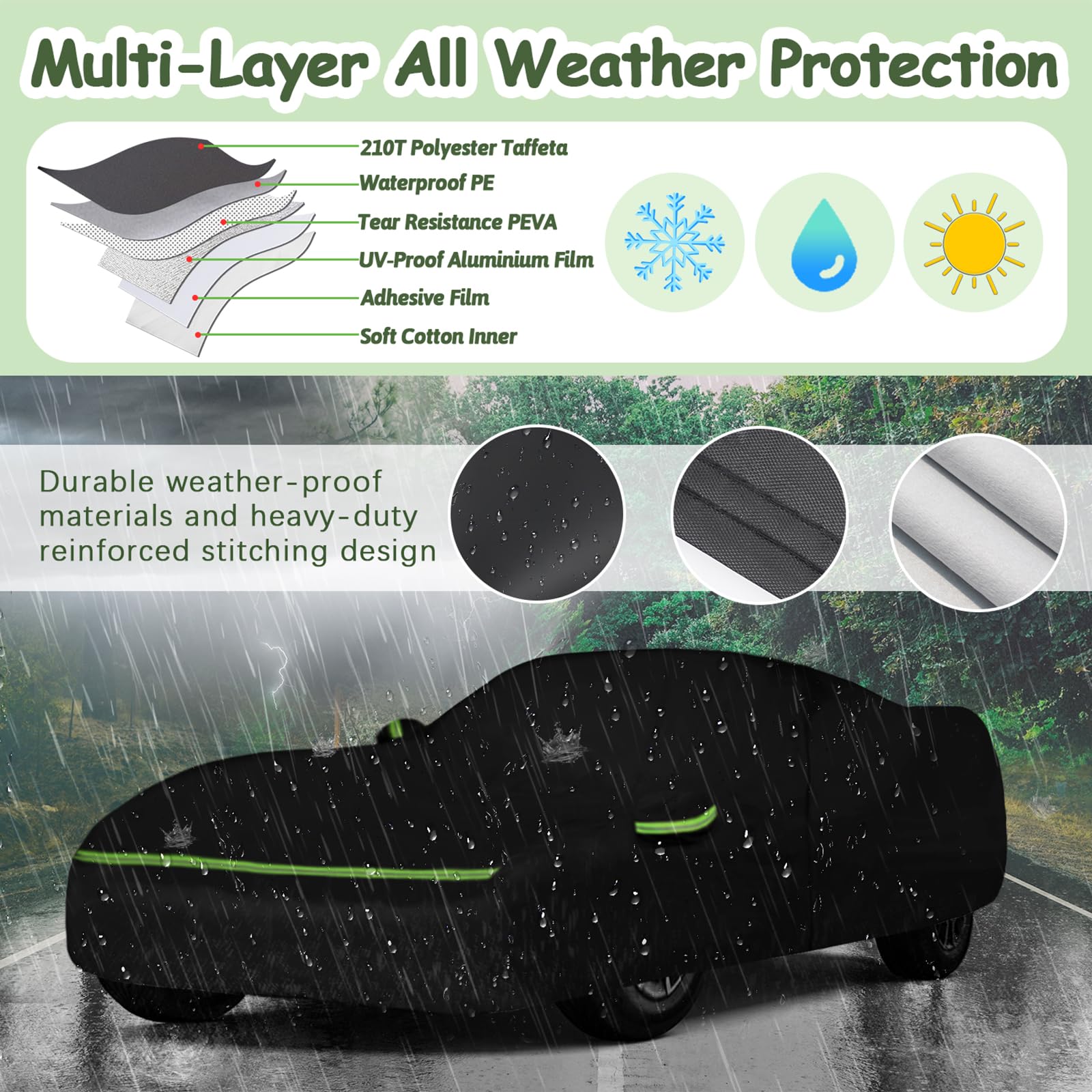 Car Cover for 2014-2019 Corvette C7 Stingray Corvette Z51 Z06, 6 Layers Waterproof Sun Rain UV Dust Snow Protection Outdoor C7 F