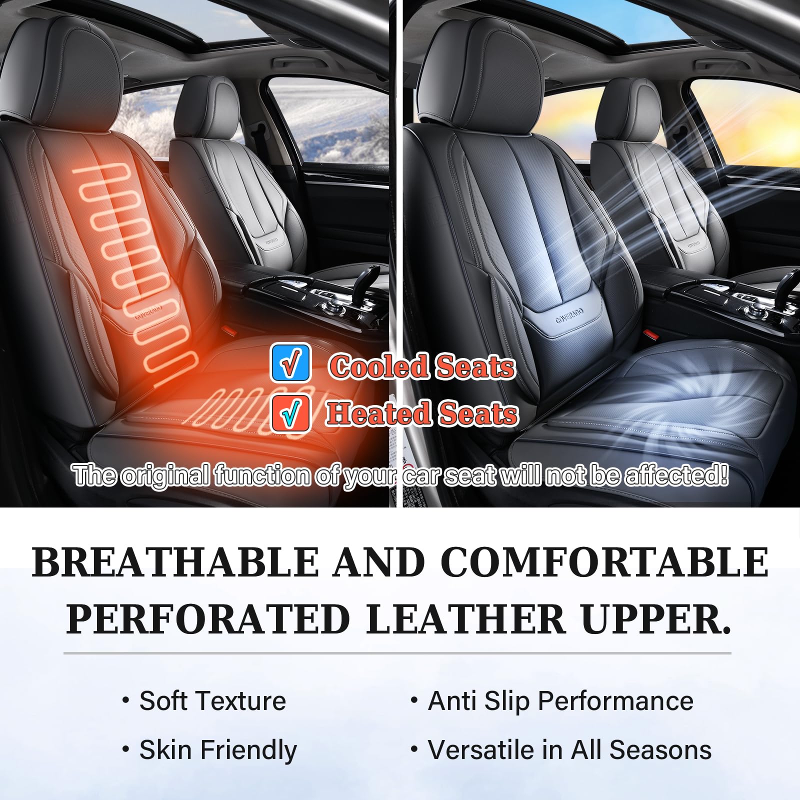 Coverado Seat Covers, Car Seat Covers Front Seats, Car Seat Cover, Car Seat Protector Waterproof, Car Seat Cushion Nappa Leather