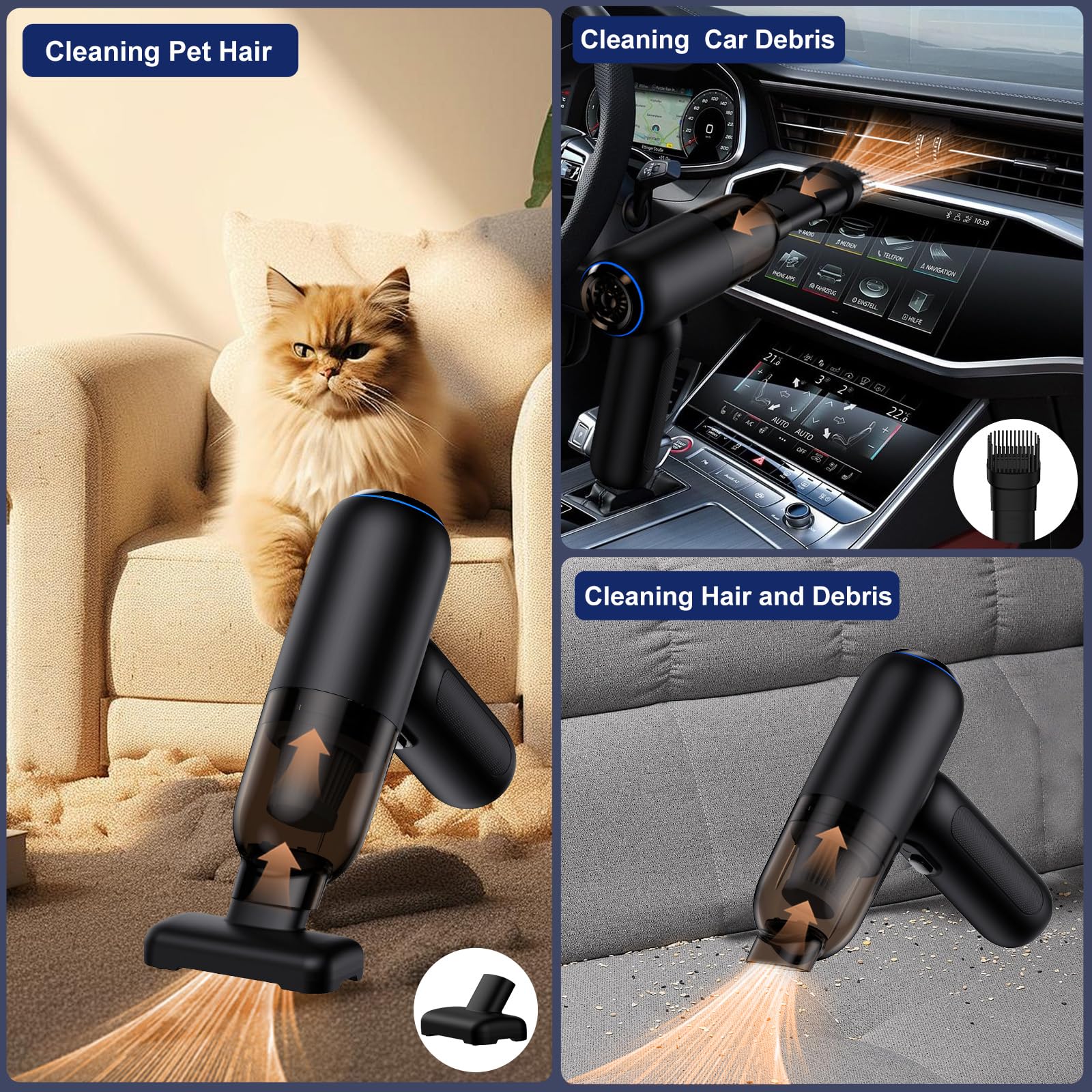 Feiltik Handheld Car Vacuum Cleaner Cordless, 21000PA High Power Car Vacuum Cleaner & Air Duster/Blower, Portable Vacuum with Ma