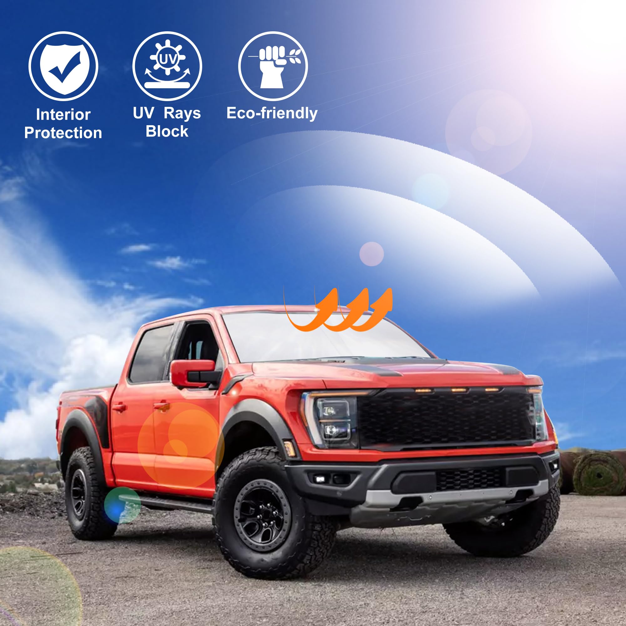 Windshield Sun Shade Compatible With 2021-2024 2025 Ford F150 F-150 (Lariat, King Ranch, Platinum, Xl Xlt Limited Raptor) Access