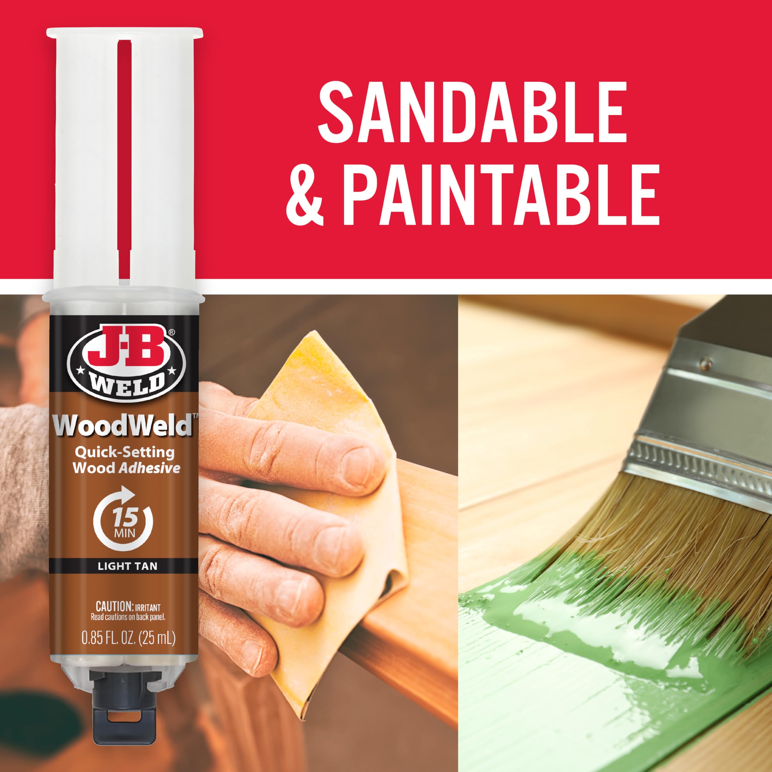 J-B Weld WoodWeld Syringe, Light Tan, 25ml 2 Pack