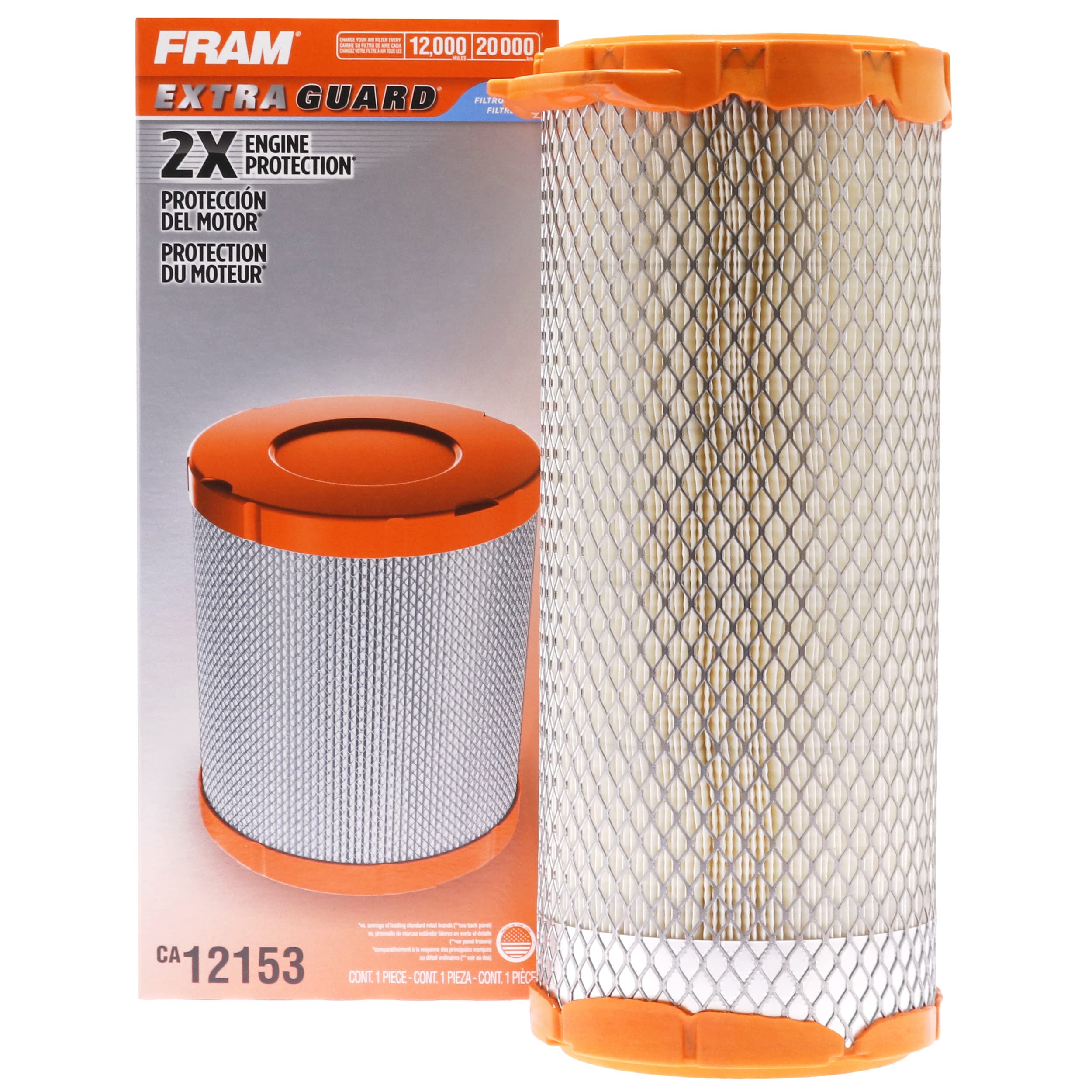 Fram Extra Guard Ca12153 Replacement Radial Seal Engine Air Filter For Select Gmc Models, Provides Up To 12 Months Or 12,000 Mil