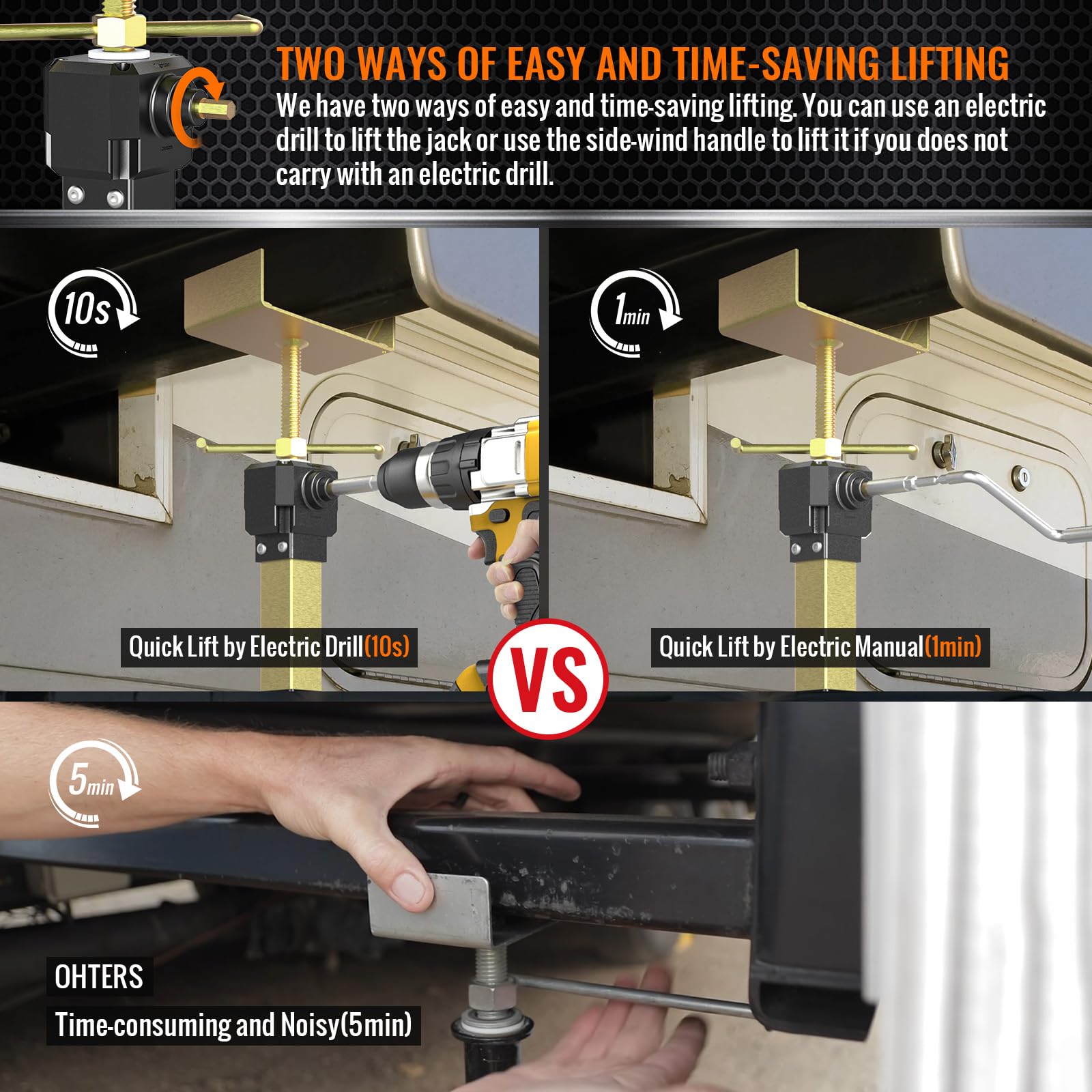 2024 Upgraded Rv Slide Out Supports Jacks Adjusted From 16' To 36' [Allow Drill Adjust] Heavy Duty Camper Stabilizer Jacks For Travel Trailer,Supports Up To 5,000 Lbs, 2 Pcs With Aluminum Gear Box