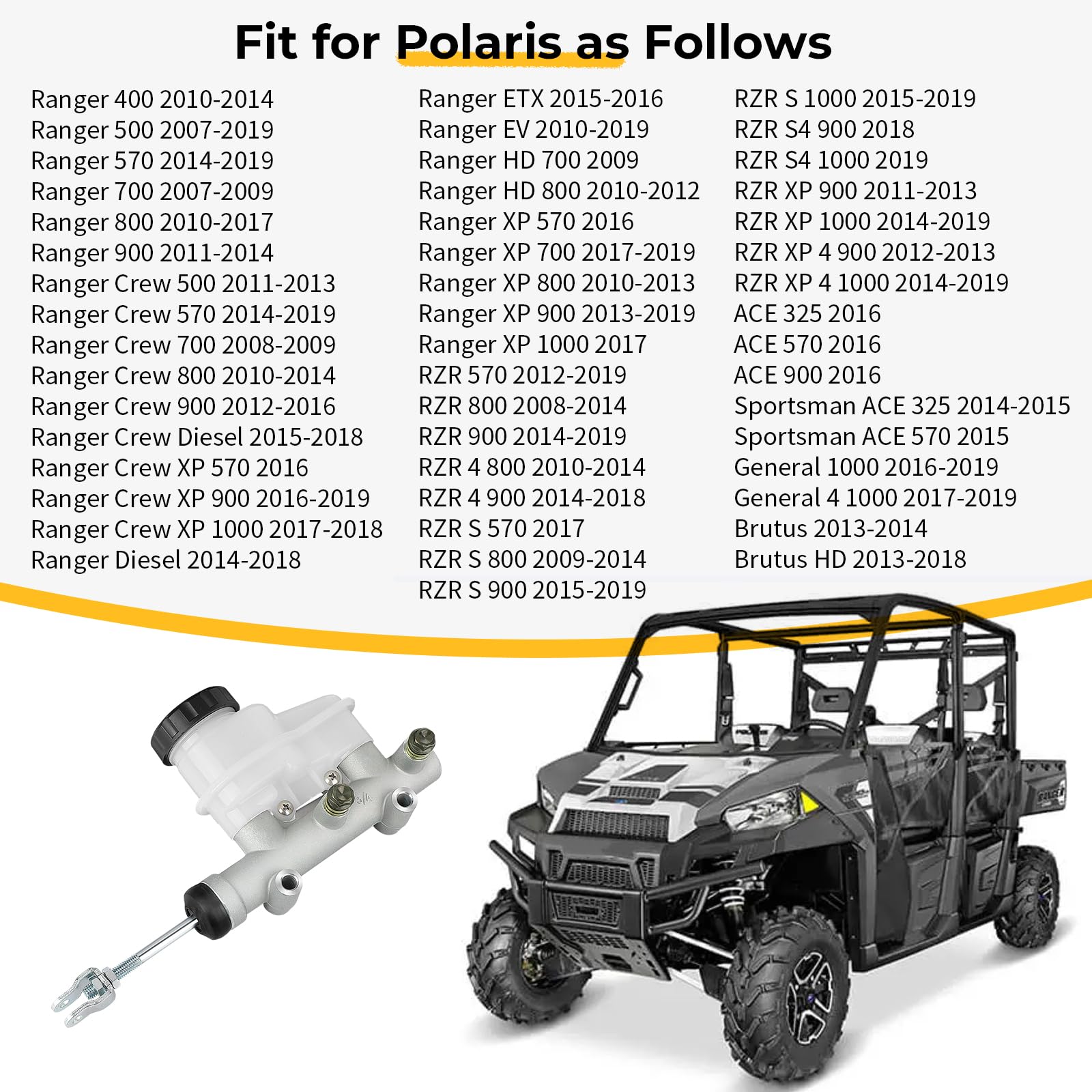 M Mati Brake Tandem Master Cylinder For Polaris Ranger 400 500 570 800 900 1000 Rzr 570 800 900 1000 Ace 325 570 900 General 1000 Brutus