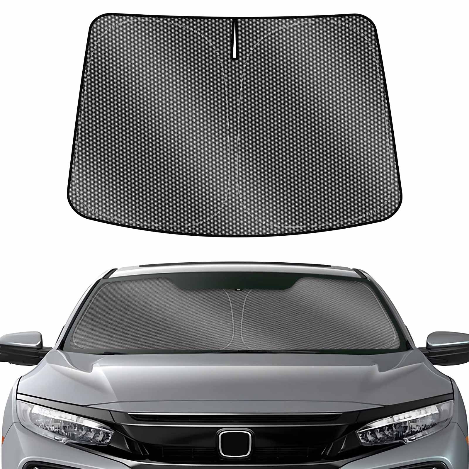 Karltys Front Windshield Sun Shade For 2016-2021 Honda Civic, Foldable Window Sunshade Cover Custom Fit 10Th Gen. Civic, 240T Re