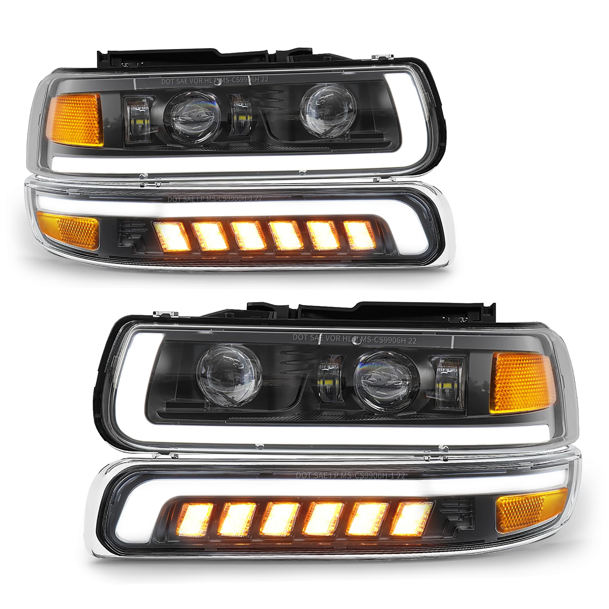 Ramjet4X4 Led Headlights Assembly Headlamps Replacement Compatible With 1999-2002 Chevy Silverado 2000-2006 Chevrolet Suburban T