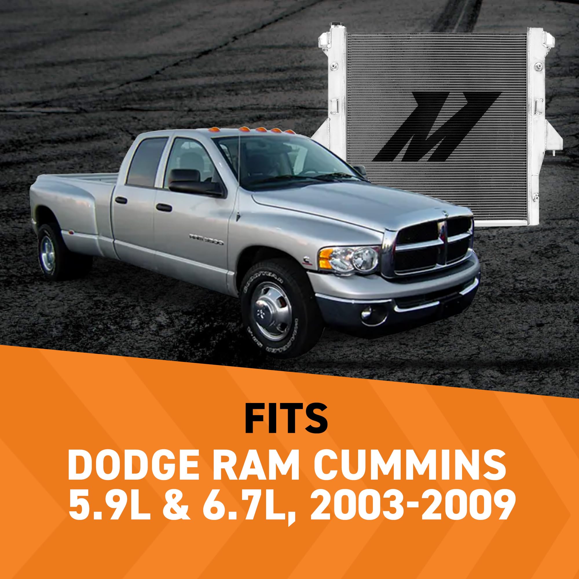 Mishimoto MMRAD-RAM-03 Performance Aluminum Radiator, Compatible with Dodge Ram Cummins 5.9L & 6.7L, 2003-2009