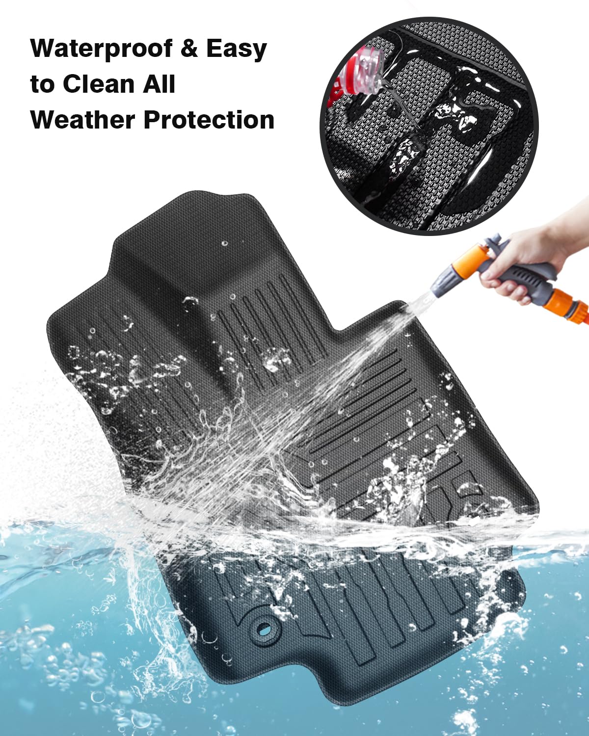 Powerty Floor Mats & Cargo Liner For 2019-2024 2025 Toyota Rav4 Accessories Floor Mats 2 Row Liner Set All Weather Tpe 3D Floor