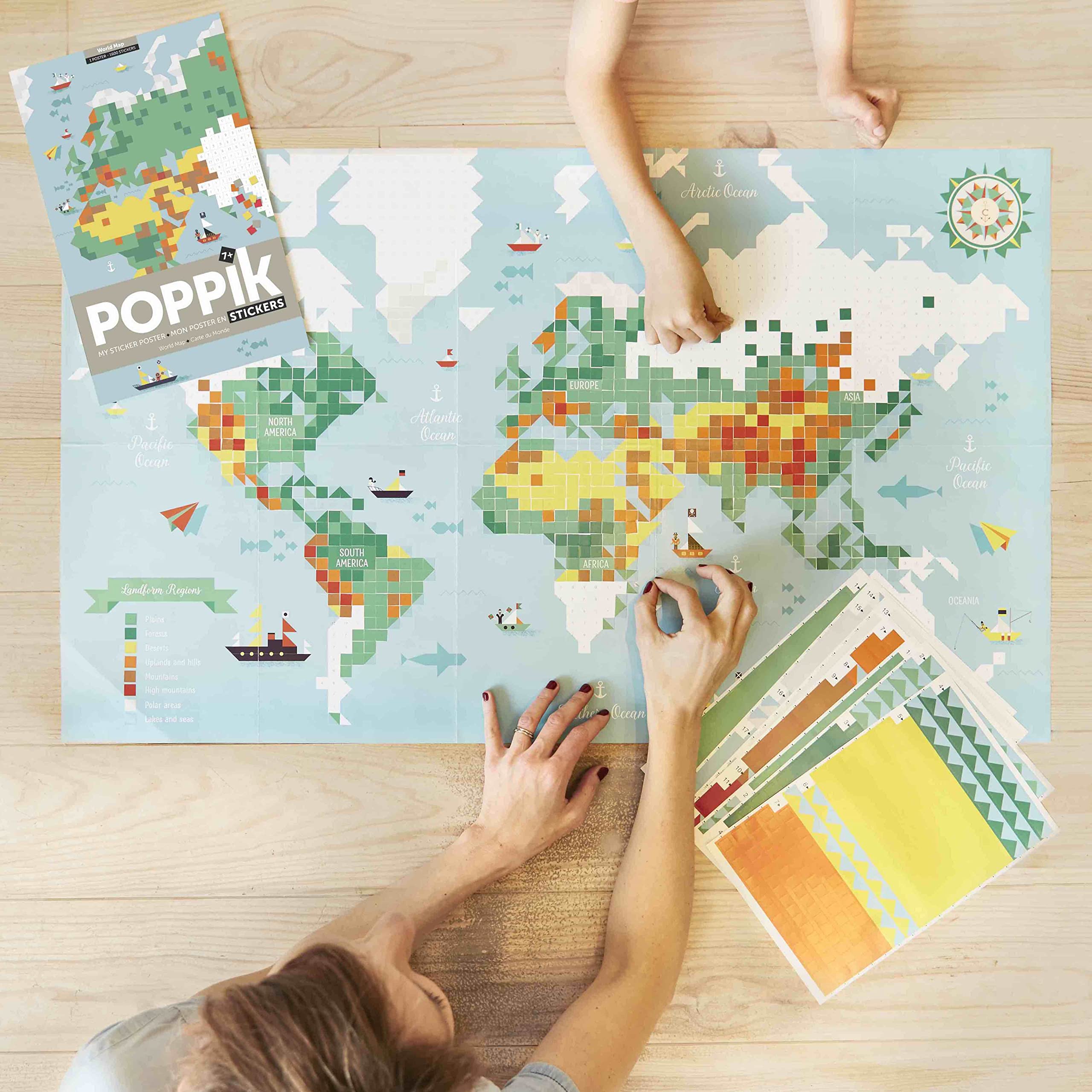 Poppik World Map - 40'' X 24'' Sticker Art