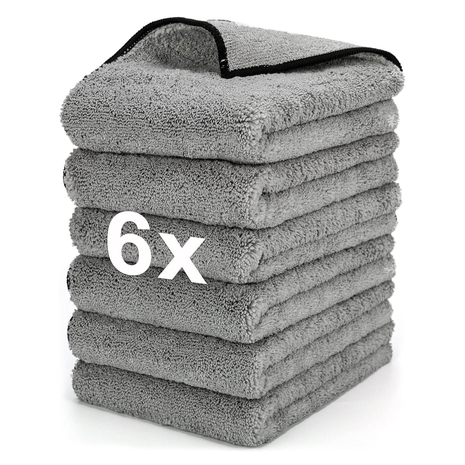 WEAWE Microfiber Towels for Cars  6 Pack (23.6 x 15.7inch), Dual Side Pile Microfiber Cleaning Cloth for Car Washing, Drying & 