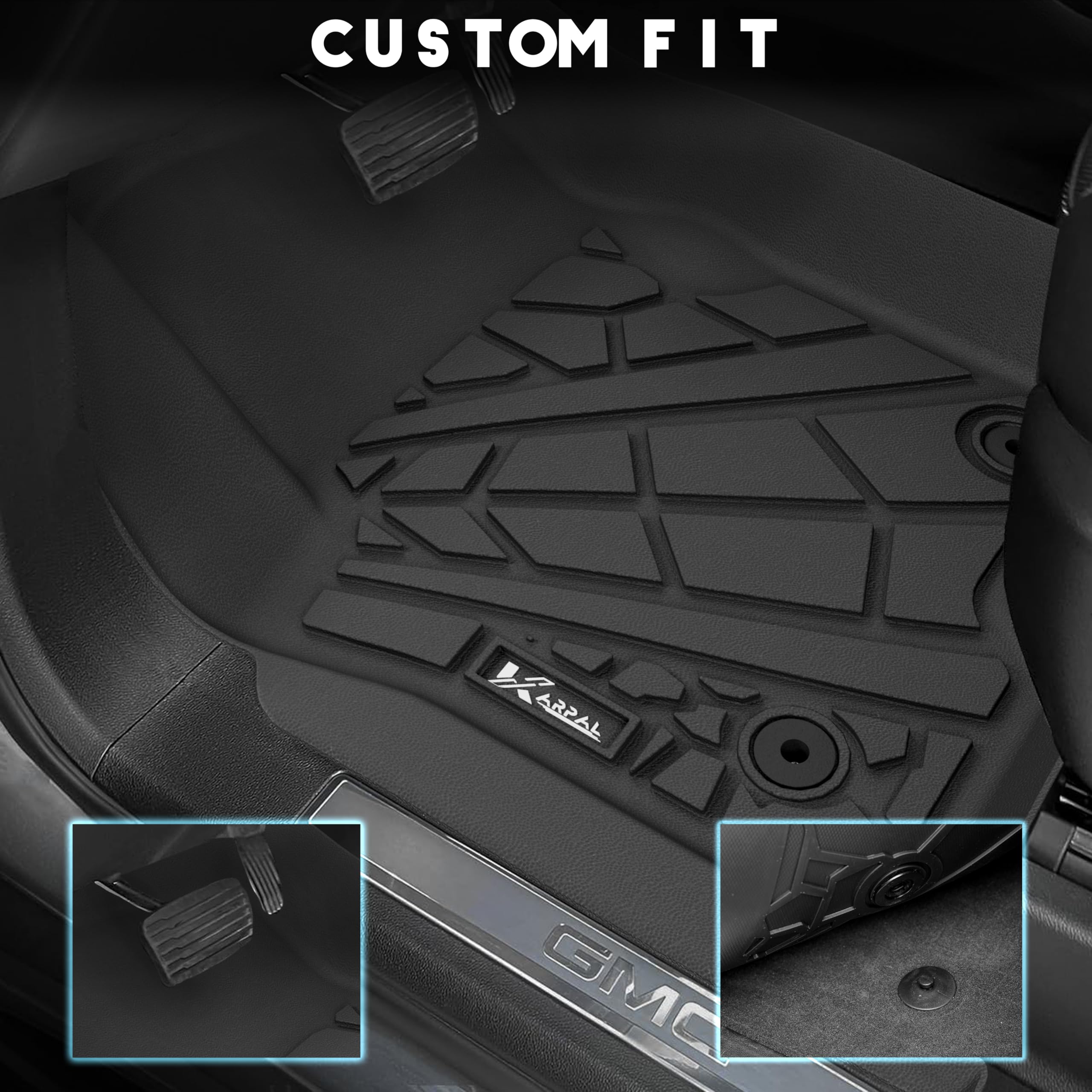 Karpal Floor Mat & Cargo Liner Fit For 2021-2025 Chevrolet Tahoe/Gmc Yukon(Only Fit 8 Seats) With 2Nd Row Bench Seats, Tpe Rubbe