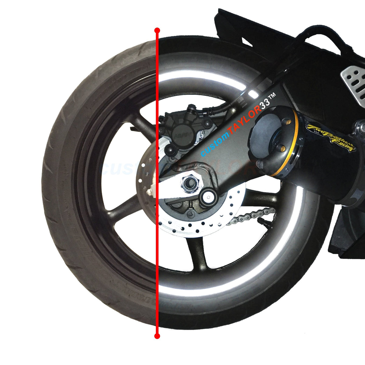 Customtaylor33 Black Engineering Grade Reflective Copyrighted Safety Rim Tapes - (Must Select Your Rim Size) (14'' (Tire Size, F