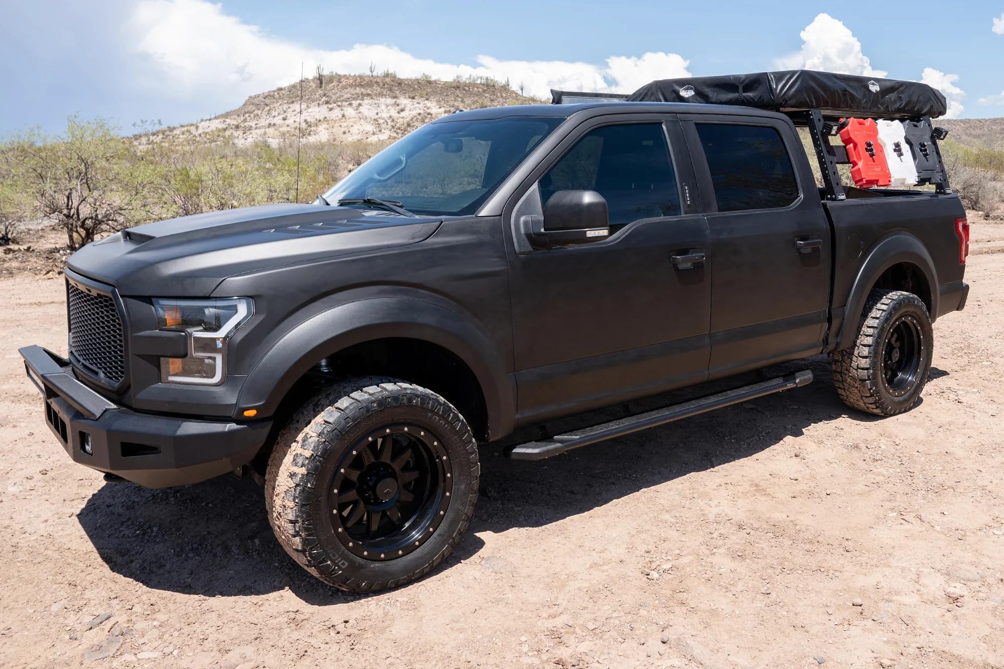 Raptor Series Running Boards Steps 5In Treadsteps Black Aluminum For Crew Cab 15-25 Ford F-150 17-25 F-250/F-350 Super Duty