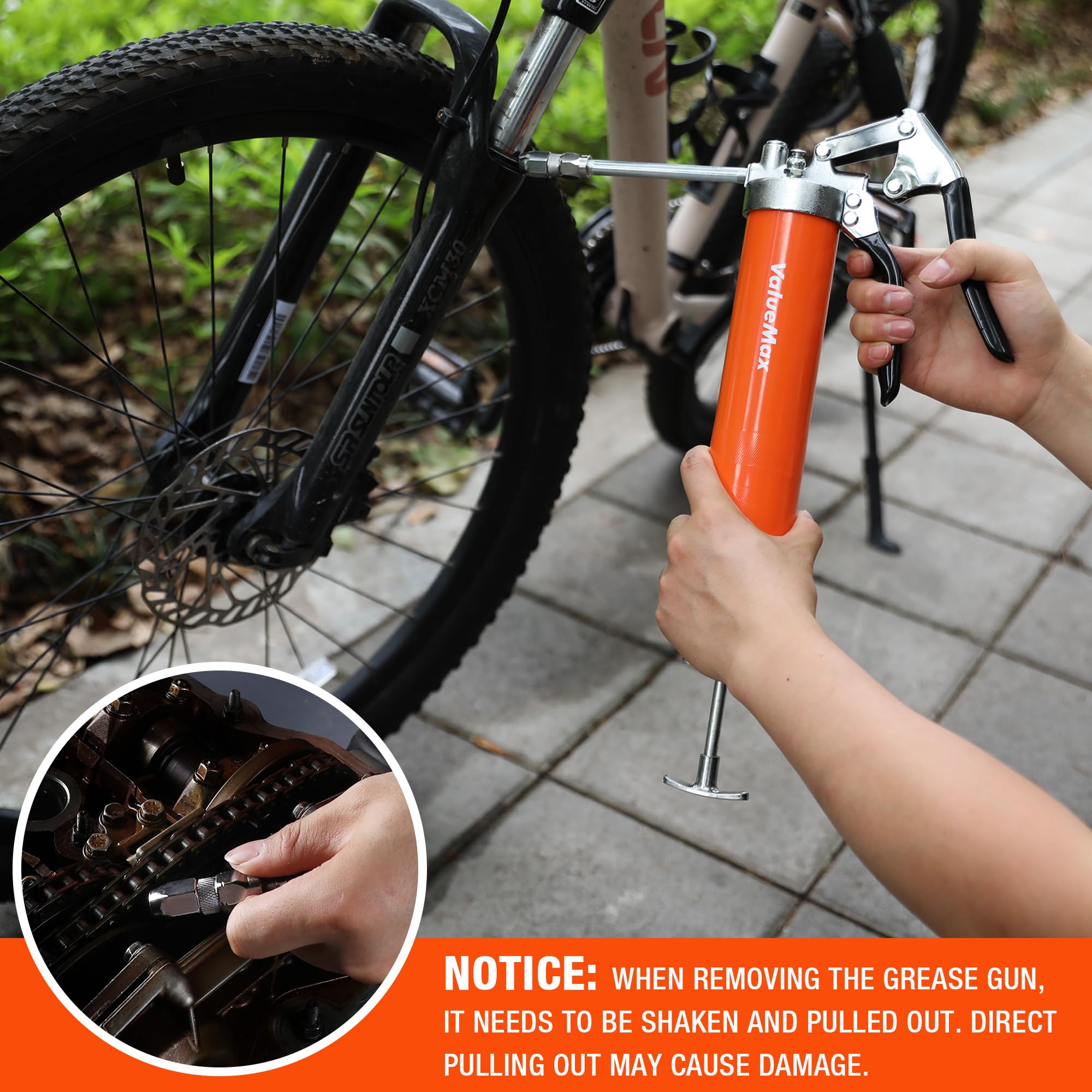 Valuemax Grease Gun, 6000Psi Heavy Duty Grease Gun Kit With 18Inch Flexible Hose, 2 Extension Rigid Pipe, 2 Reinforced Couplers