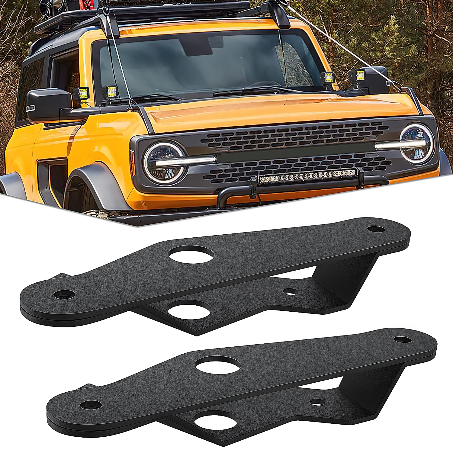 Nilight 2Pcs Lower Windshield Hinge Mounting Brackets Dual A-Pillar Brackets For Offroad Led Fog Light Pods For 2021 2022 2023 2
