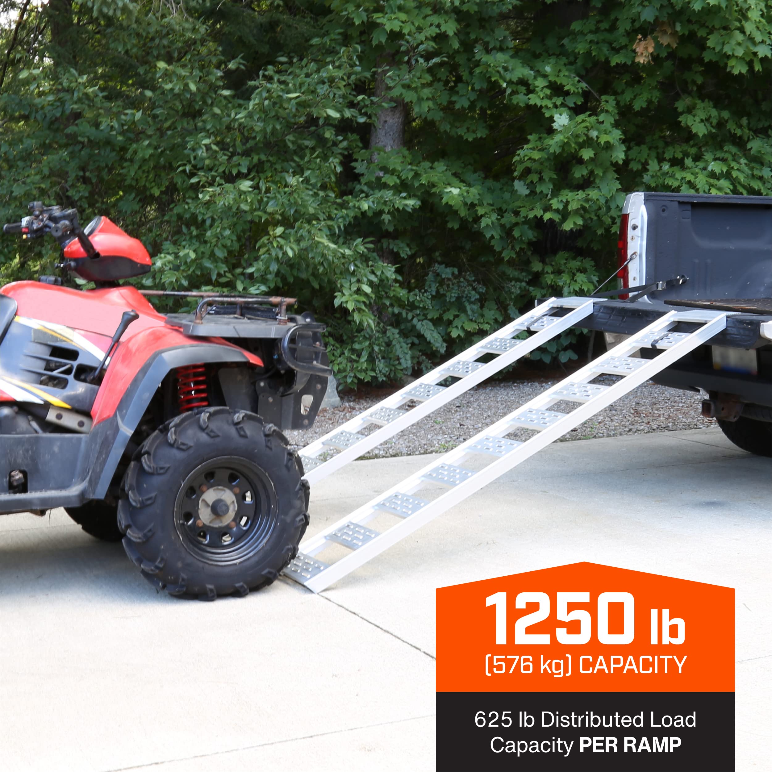 Cargosmart Aluminum Straight Fixed Ramp With Treads (2Pk) - Easily And Safely Load And Unload Light Equipment, Lawn Tractors, At