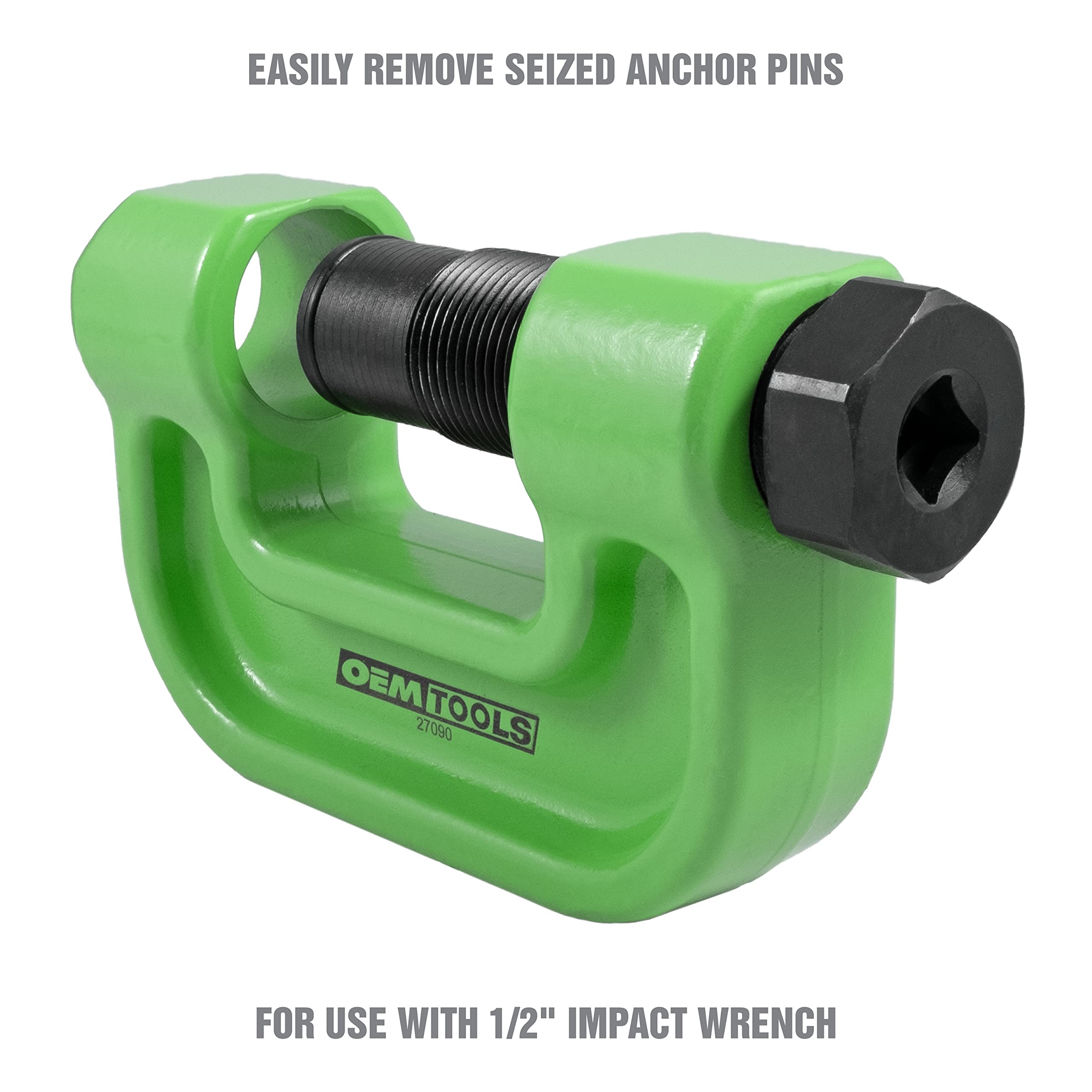 Oemtools 27090 Brake Anchor Pin Press, 10-Ton Capacity For S-Cam Brake Systems, No Hub Removal Brake Tool, High-Grade Steel, Compatible With 1/2 Impact Wrench