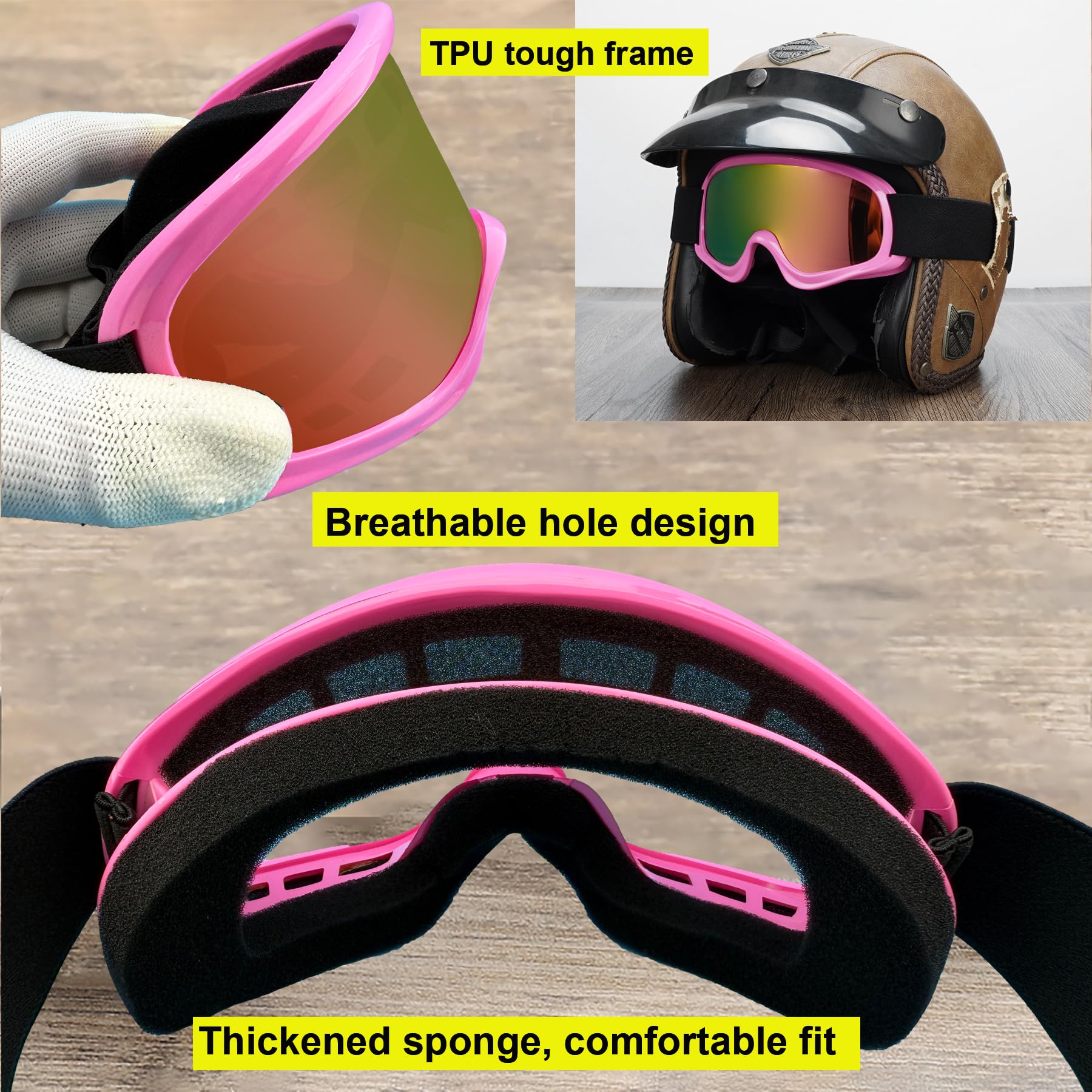 LJDJ Kids Dirt Bike Goggles ATV Motorcycle Off-Road Riding Motocross Glasses with Sun UV Protection Balaclava Full Face Cover fo