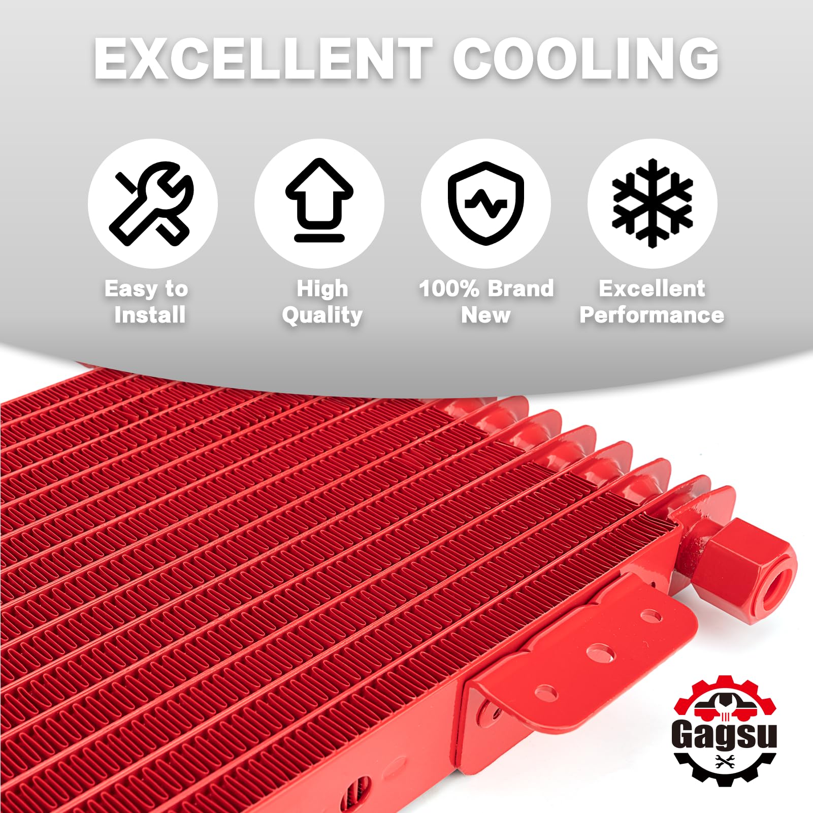 Gagsu Low Pressure Drop Transmission Oil Cooler Lpd47391 4739 40,000 Gvw With Mounting Hardware (Red)