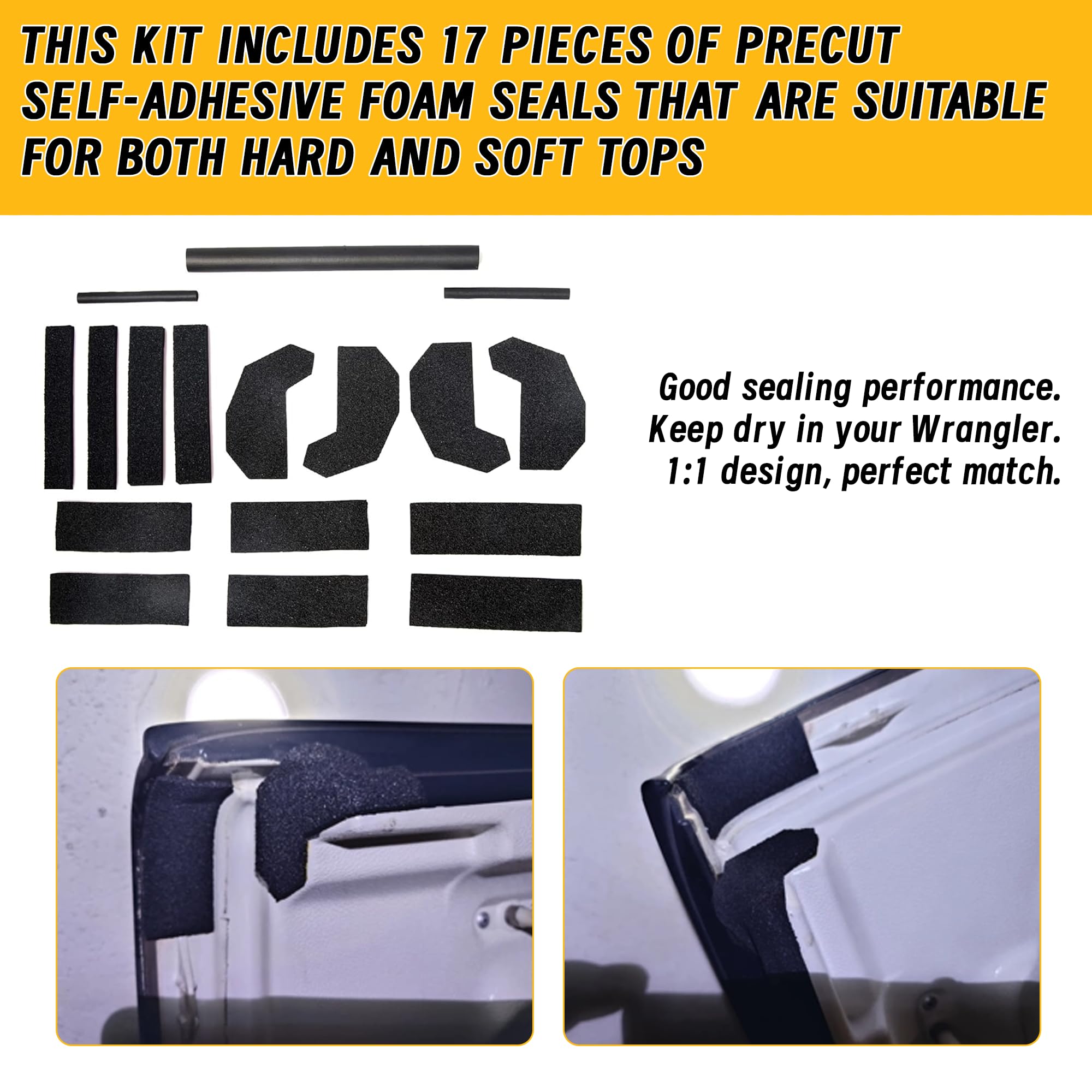 Tongass Foam Blocker Seal Kit Compatible With Jeep Wrangler Jk 2011-2014 Models