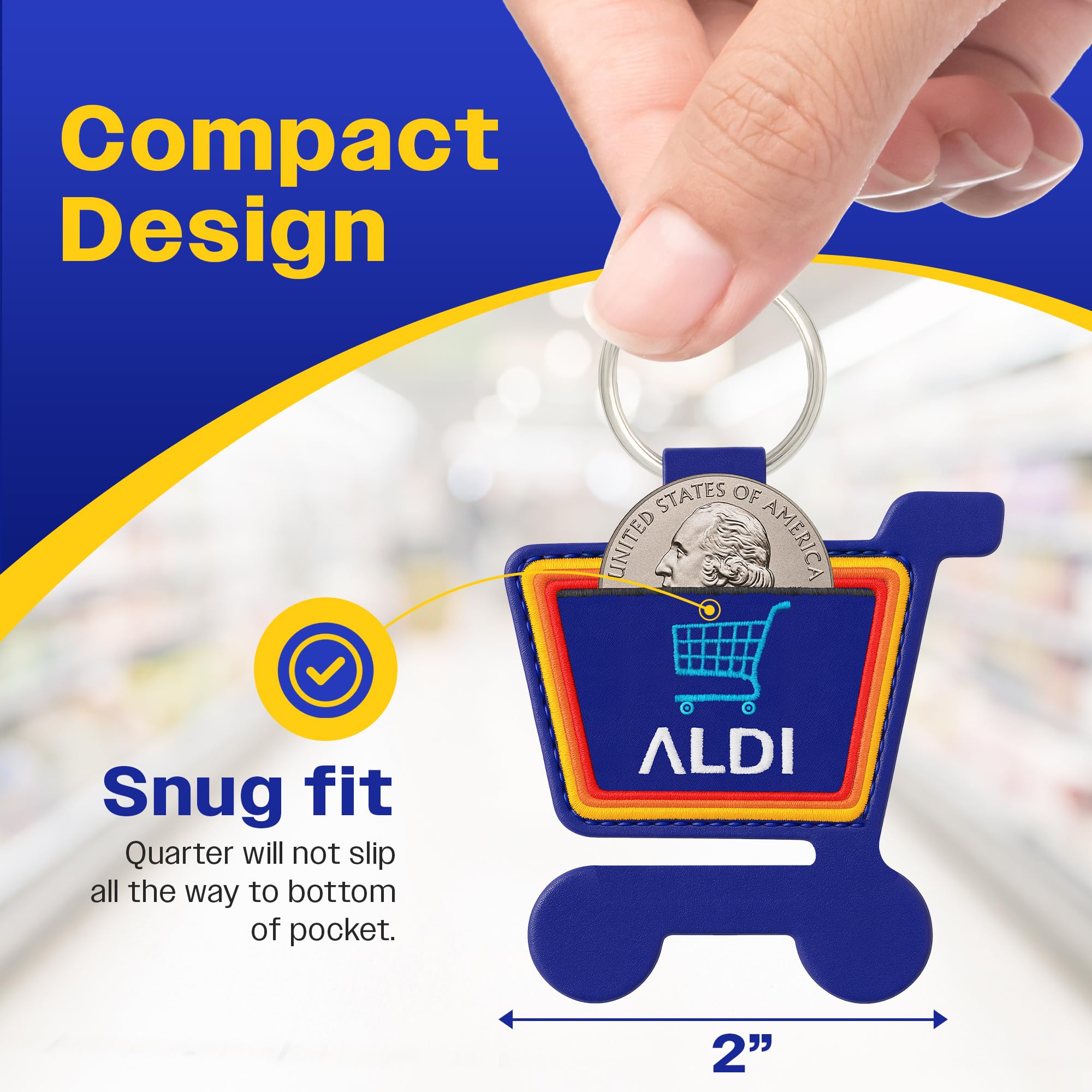 Maria Child Aldi Quarter Keychain Holder - Key Ring Aldi Quarter Holder Keychain for Shopping Cart - Coin Keeper - Fits Aldi, La