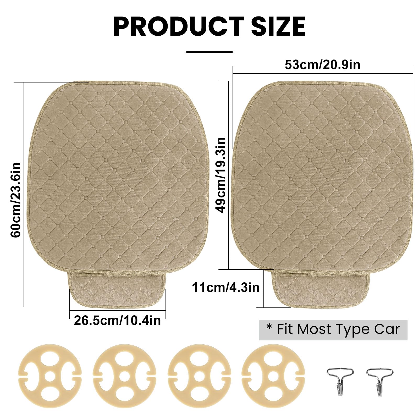 Surpassme 2Pc Comfortable Car Seat Covers Universal Front Seat Covers For Car Accessories With Storage Pockets, Padded Car Inter