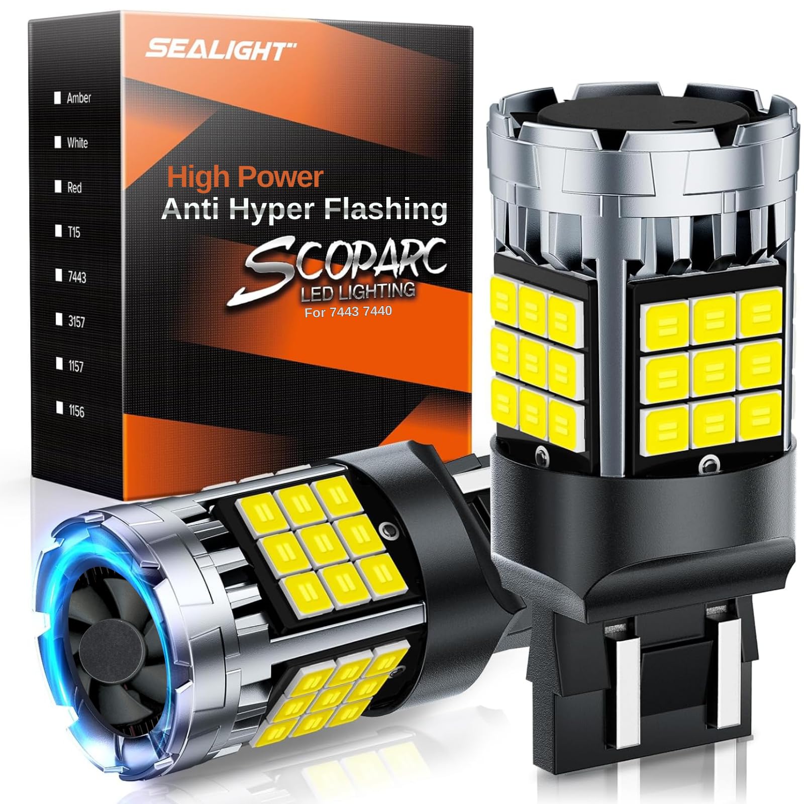 Sealight 7443 7440 Led Bulbs Reverse Light, 6000K White, 600% Brighter Than Halogen, 7444 T20 W21W Led Lamps For Reverse Light D