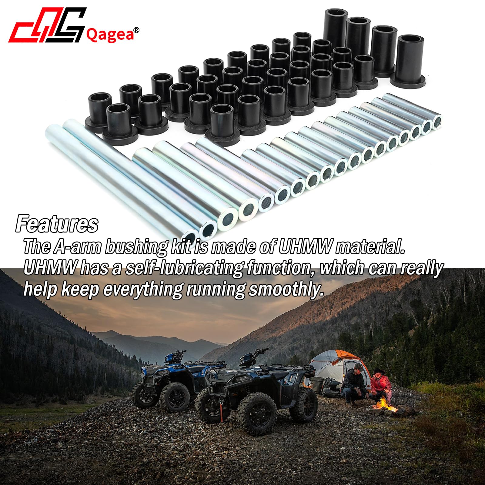 Qagea Heavy Duty A-Arm Uhmw Control Arms Bushing Kit Replacement For Polaris Sportsman 550/850/1000, Replace Ct-13