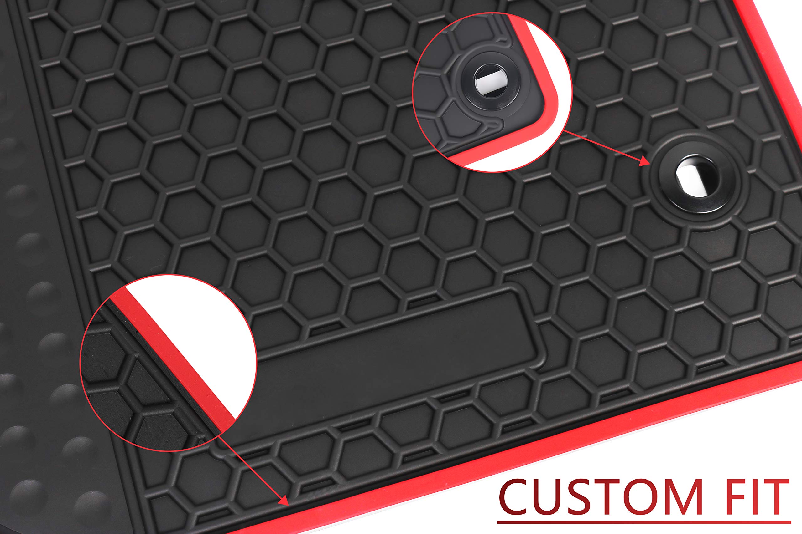Hd-Mart Car Floor Mat For Honda Civic 9Th Generation 2012 2013 2014 2015, Custom Fit Rubber Black And Red Auto Floor Liners Mat