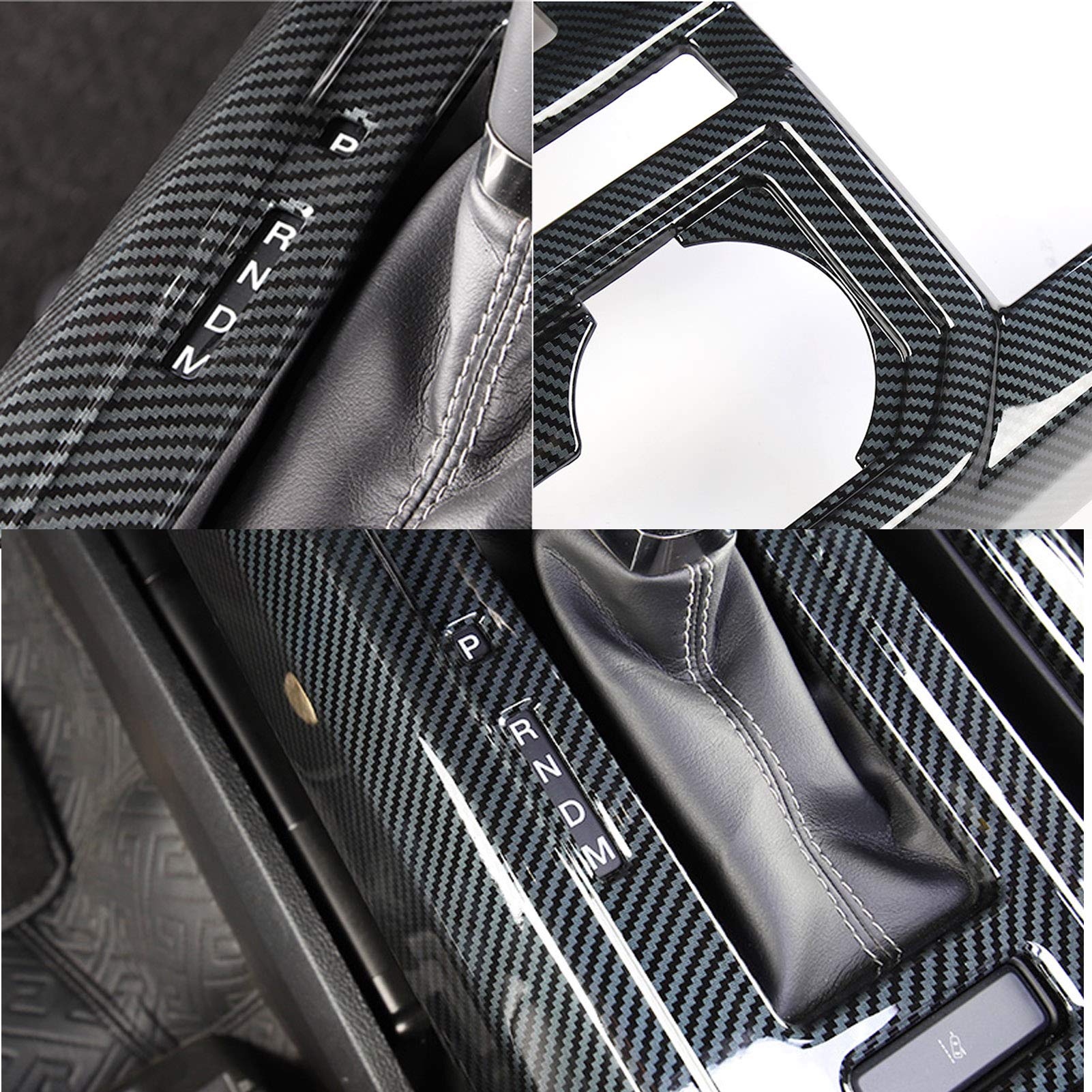 Keptrim For F150 Abs Carbon Fiber Center Console Gear Shift Cup Holder Trim For 2015 2016 2017 2018 2019 2020 Ford F150, 2Pcs