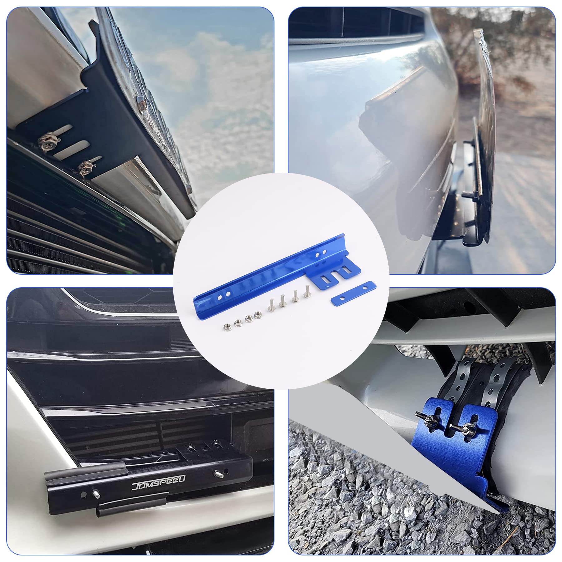 Jdmspeed Universal Blue Front Bumper License Plate Mount Bracket Relocator Holder Bar