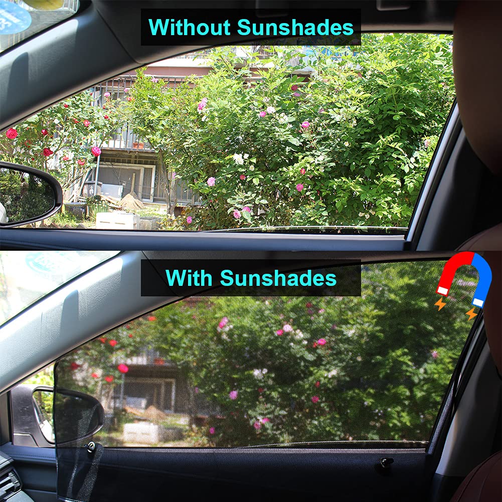 Ovege Car Side Window Sun Shade Mesh Suction Magnetic Car Curtain Uv Protection (Semi-Transparent, Front Seat 2Pcs-)