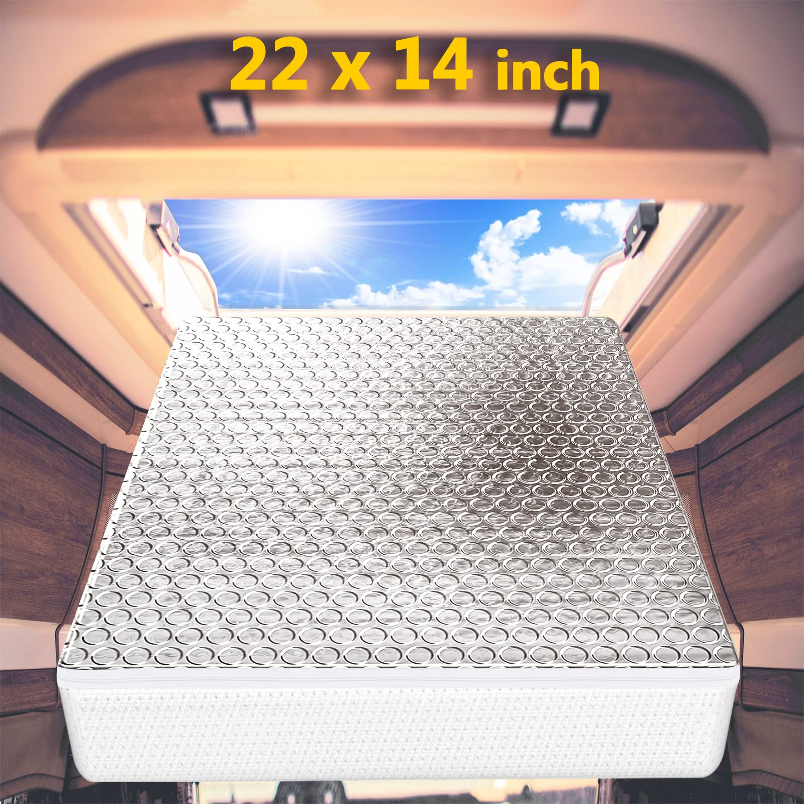 Sikadeer Rv Vent Insulator 22''X14''X3'', Universal Skylight Cover With Reflective Surface, Shade For Energy Savings, Sunroof Fi