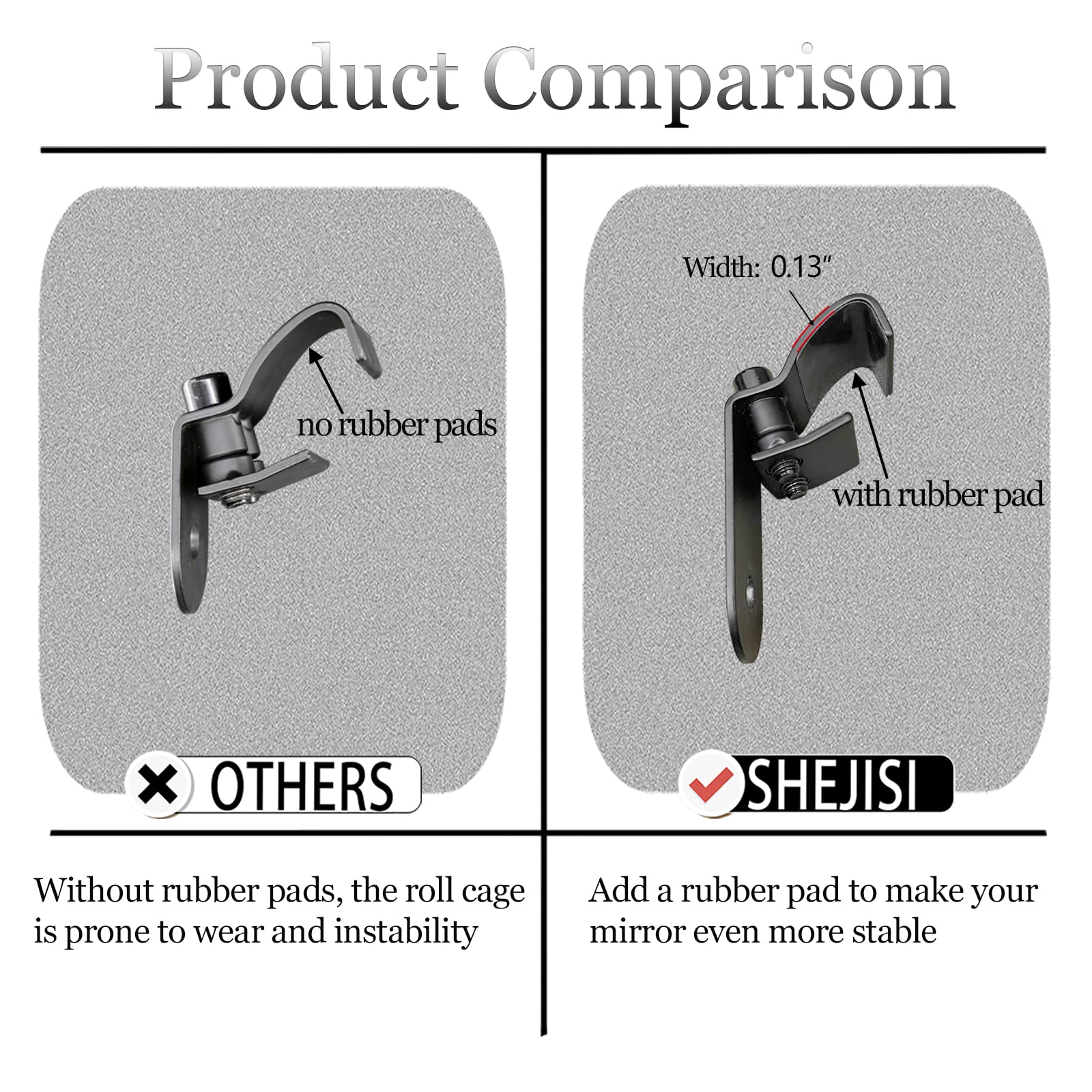 Ranger Side Mirror, SHEJISI UTV Side Mirrors,Especially Improved The Length of The Right Fixture, So That it Does not Block The