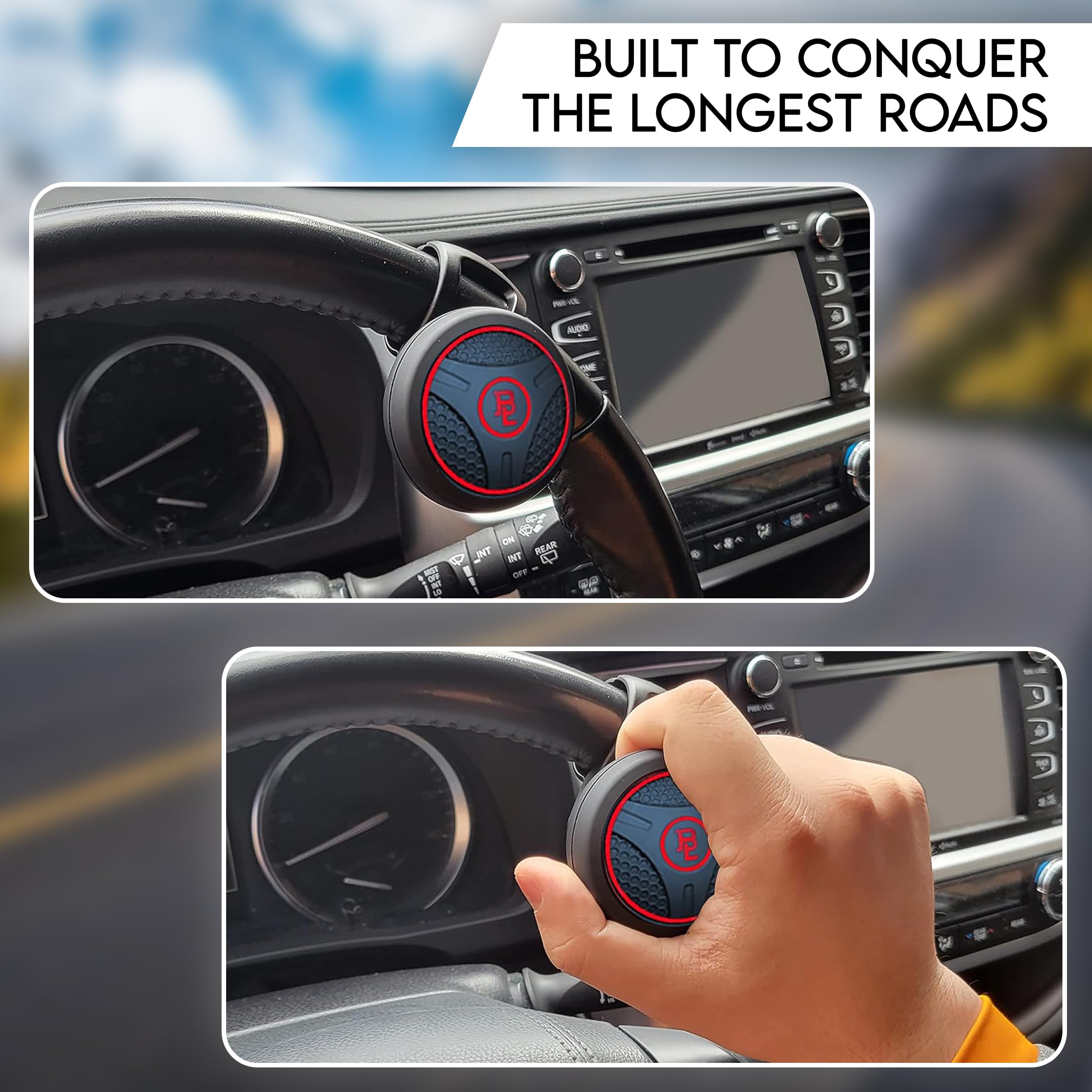 Fouring BL Steering Wheel Knob Spinner - Universal Non-Slip Fit, ABS & Premium Silicone Finish Suicide Knob with Metal Ball Bearing - Ideal for Cars, Trucks, Boats (Silicone Red)