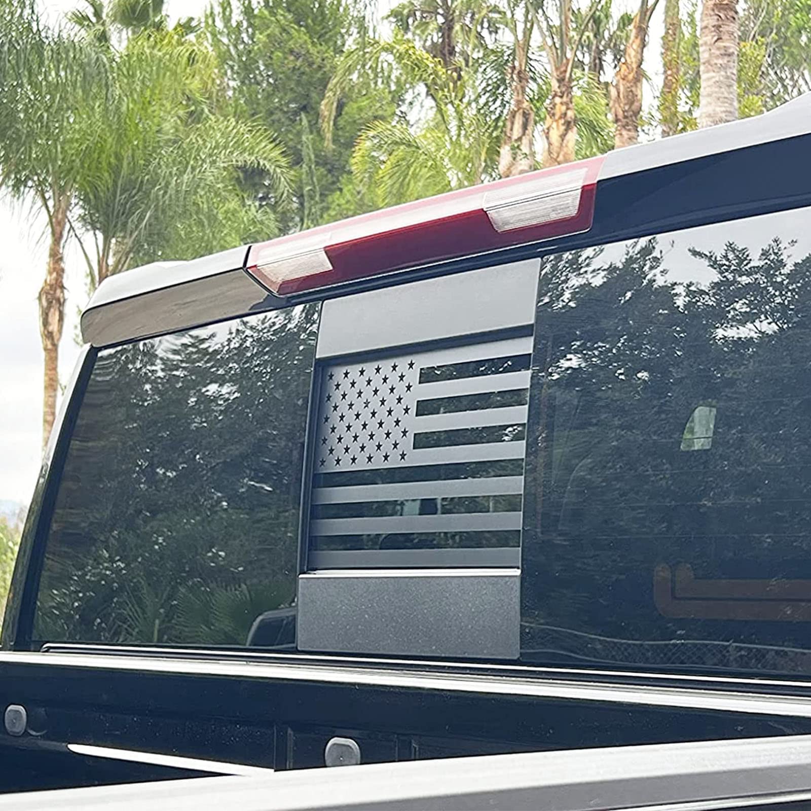 Zxiaochun Rear Middle Window American Flag Decal For Chevy Silverado/Gmc Sierra 2004-2016 2017 2018 Back Sliding Center Window G