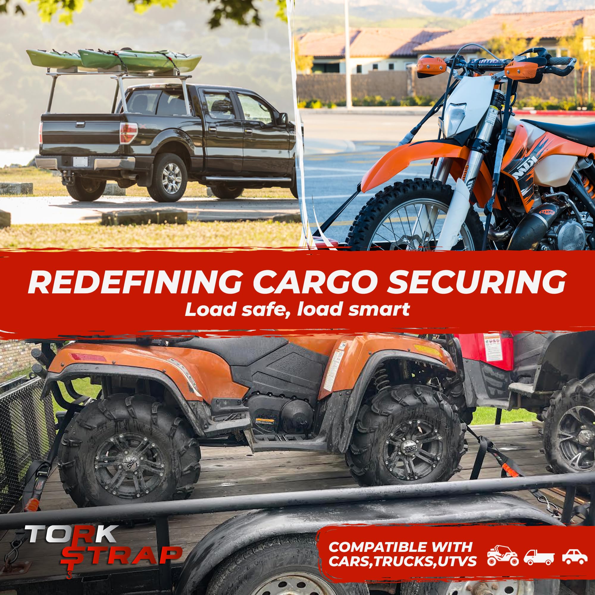 Torkstrap Hd750 | 14'X1.5'' Spring Loaded Tie Down Straps - Adapts To Load Shifts - Heavy Duty 2250Lbs Max Load - Just Pull Alte