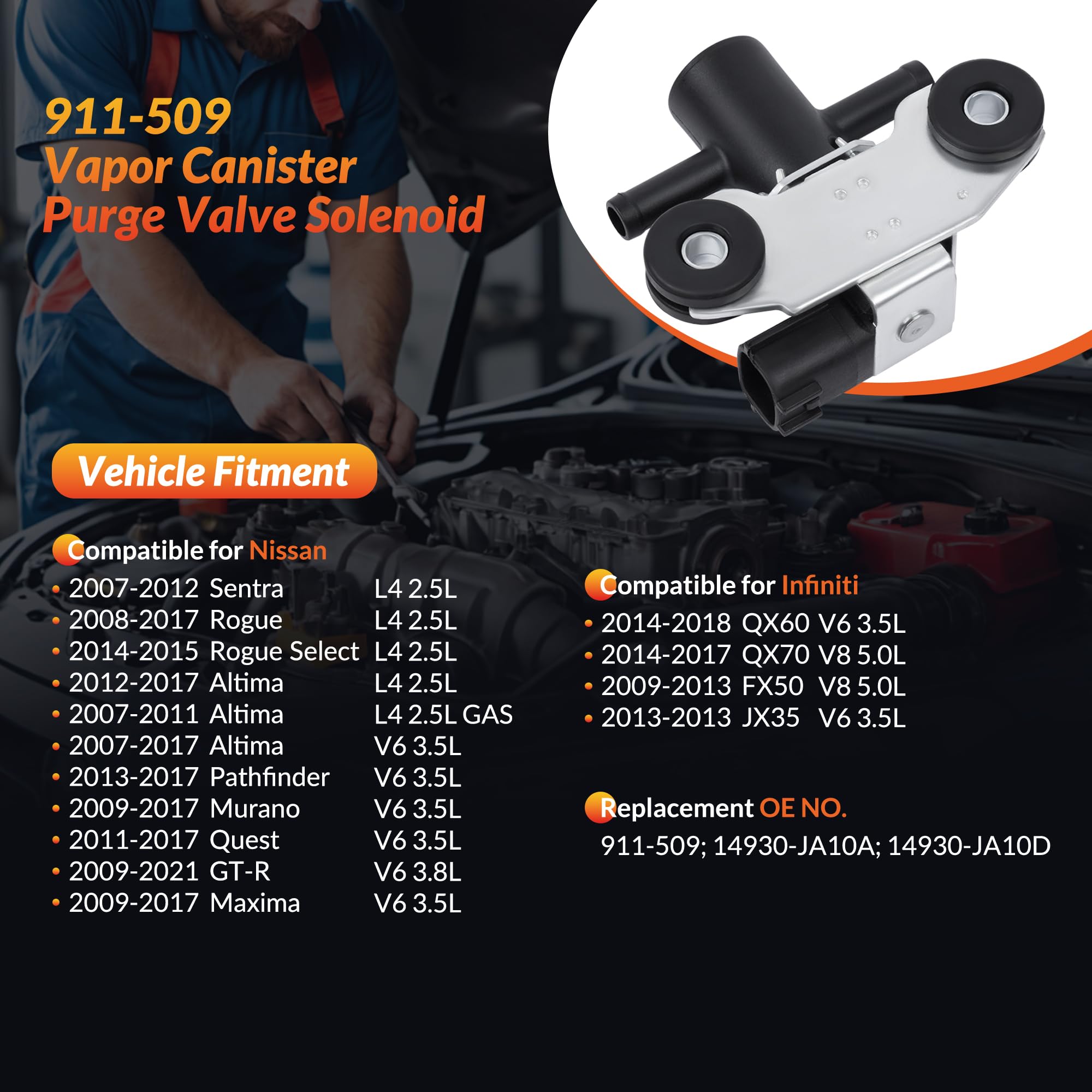 Mirthcos Vapor Canister Purge Valve Solenoid EVAP Compatible for Nissan Sentra 2007-2012, Rogue 2008-2017, Altima, Pathfinder, M